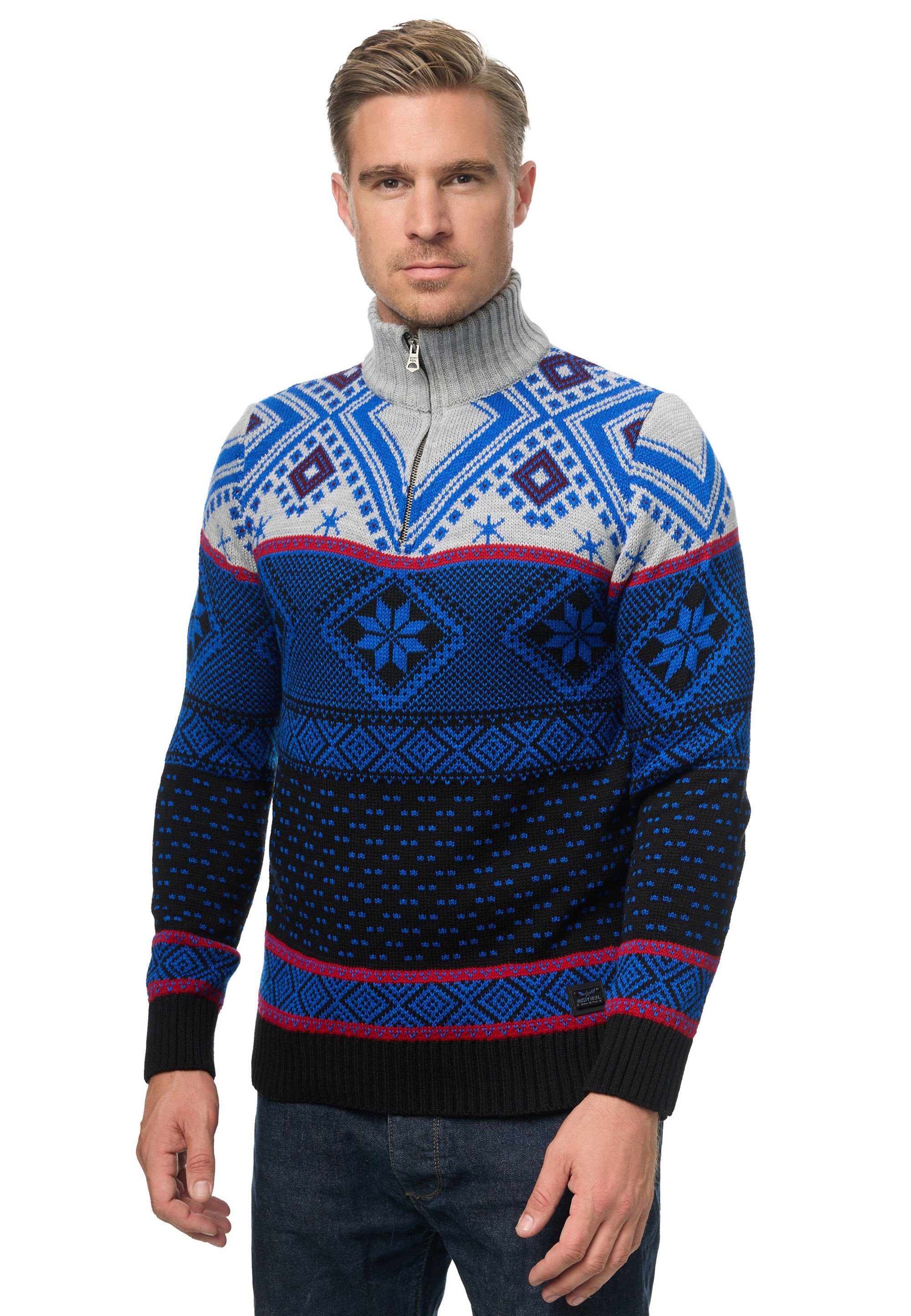 Rusty Neal Strickpullover mit winterlichem Muster günstig online kaufen