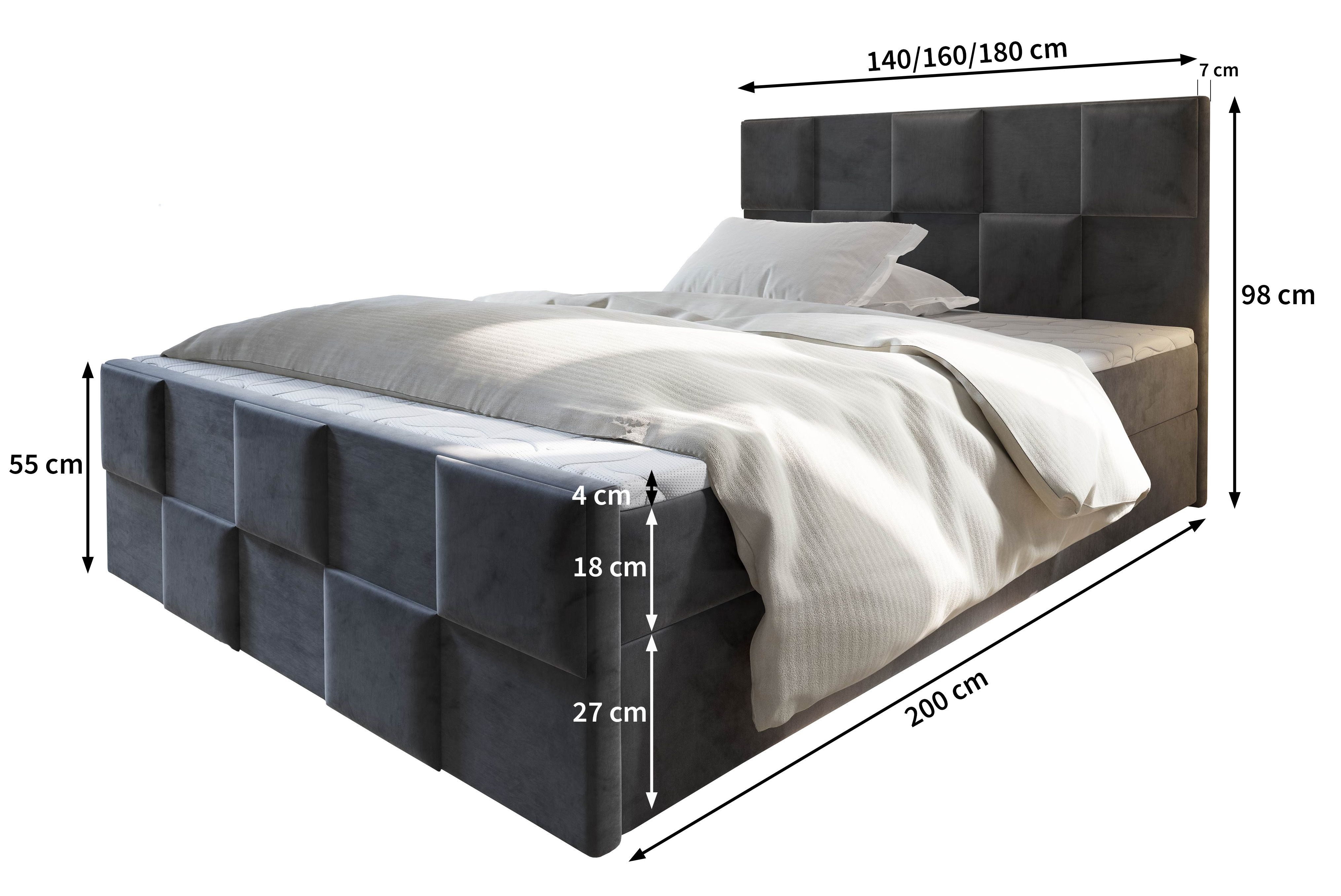 Masseno Boxbett MONA 140x200 cm mit Bonell Matratze und Topper