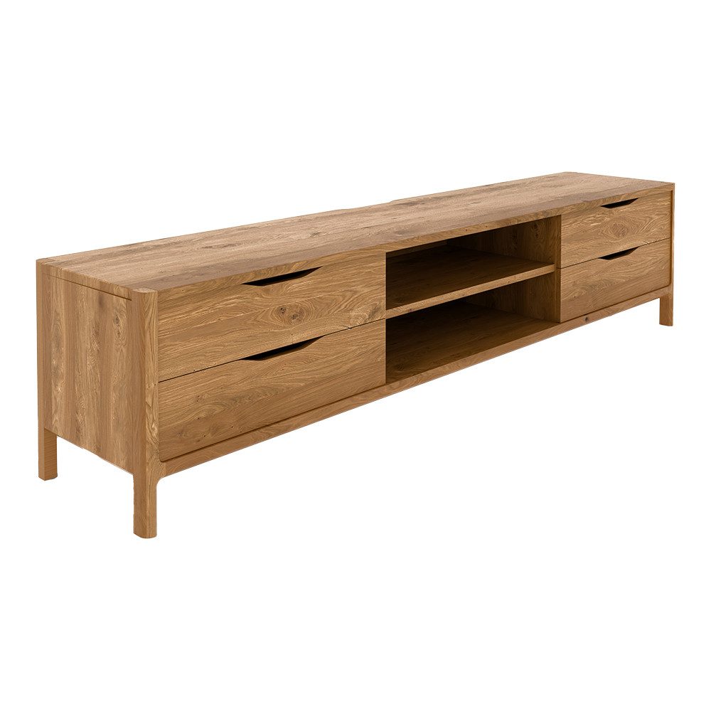 Lomadox Lowboard THORNBURY-165, TV-Schrank, Wildeiche massiv geölt, montiert, 200cm breit, grifflos