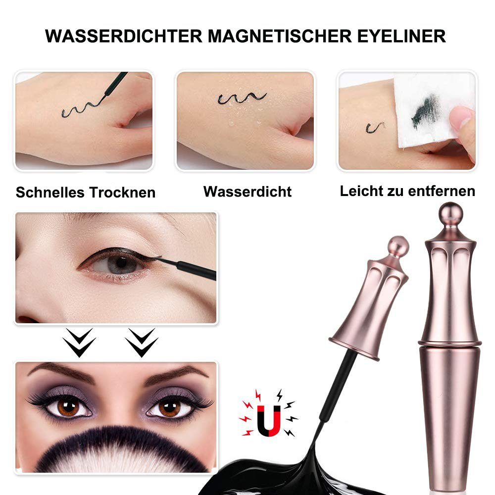 Satz Wimpern,3D Magnetwimpern Langlebigem, Wiederverwendbar,Wasserdichtem Magnetische Jormftte