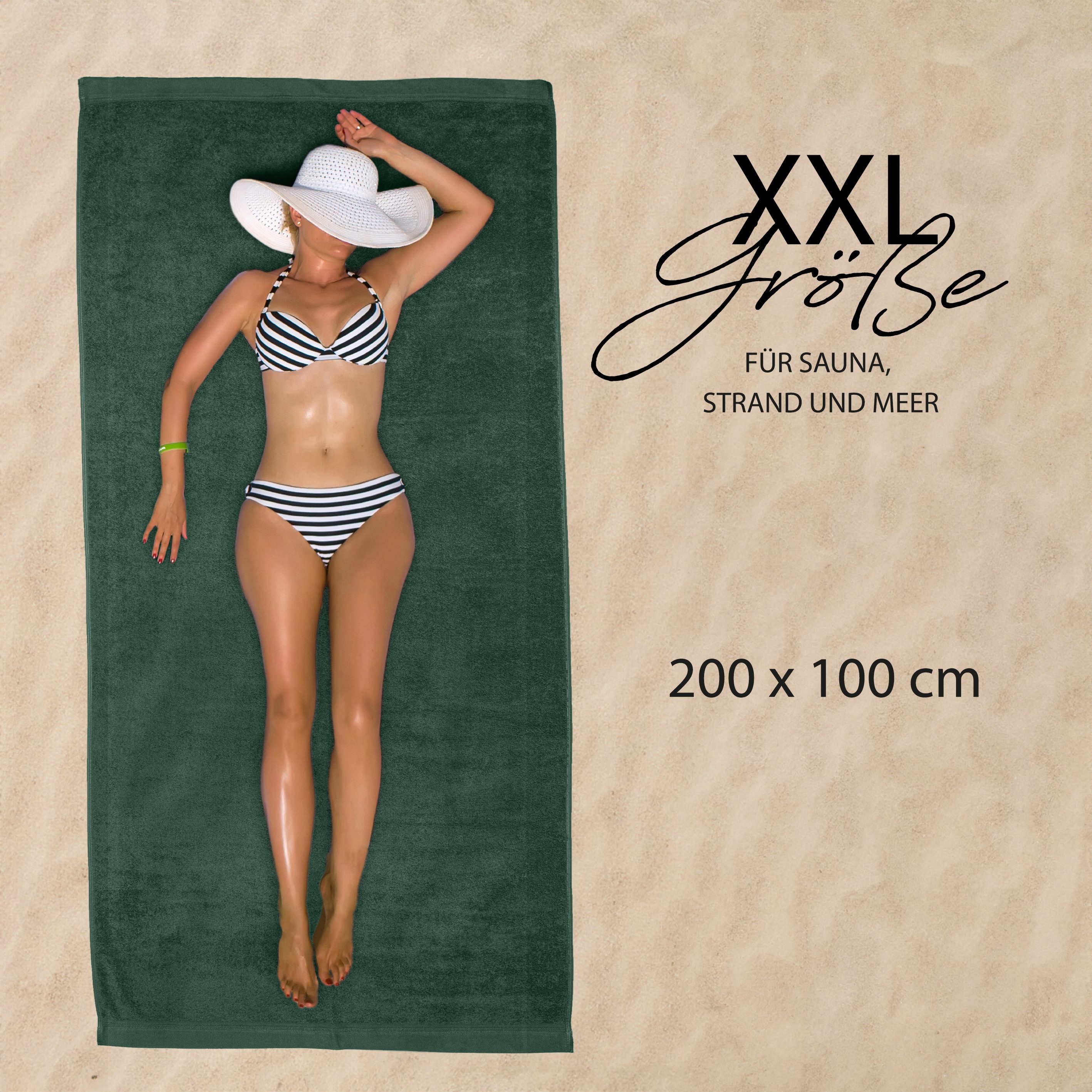 Hausfelder Saunatuch Premium Saunatuch XXL (Dunkelgrün, Saunatuch XXL 100x2 günstig online kaufen