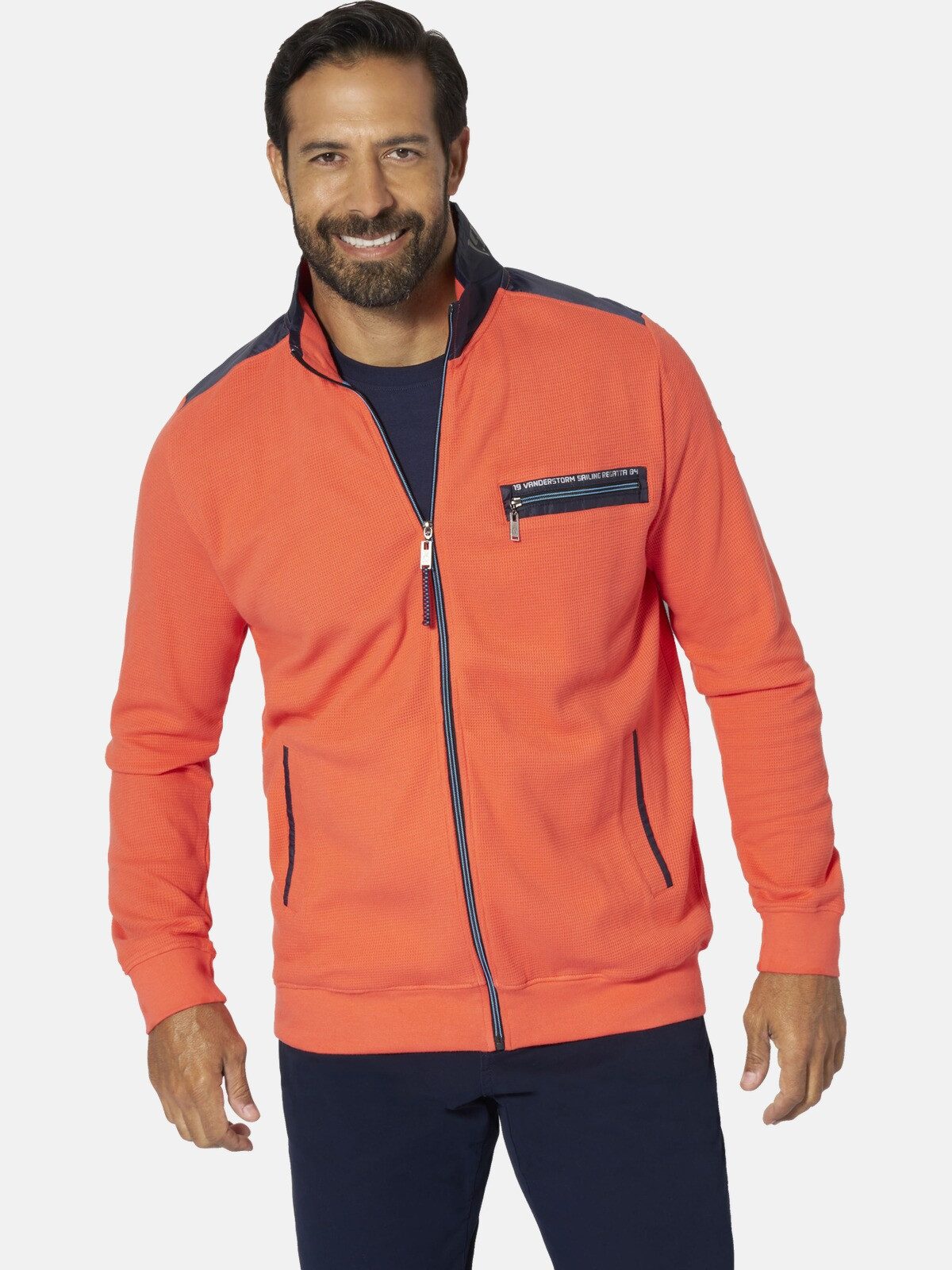 Jan Vanderstorm Sweatjacke LEEVEN mit Schulterbesatz