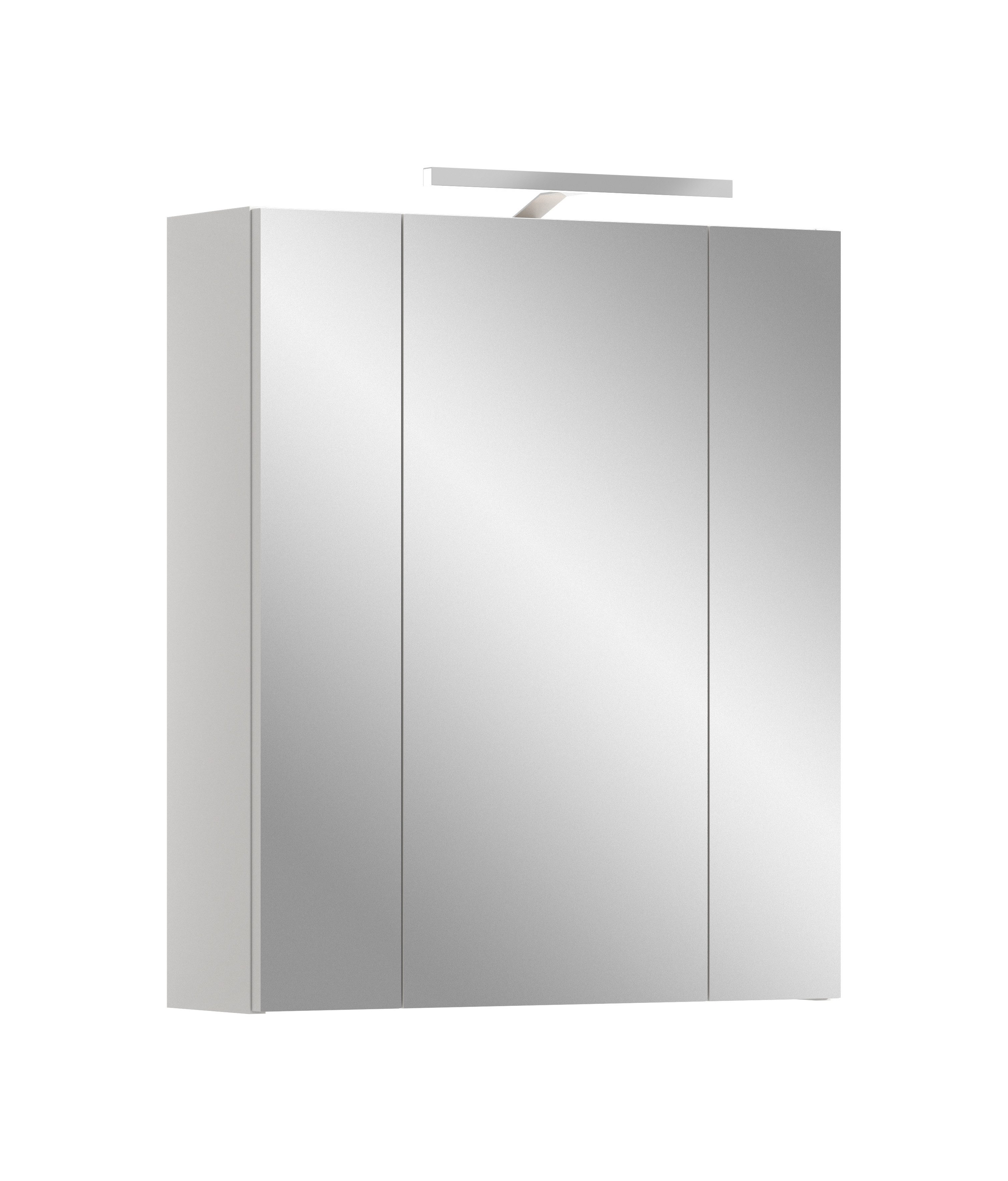 furnling Badezimmerspiegelschrank Ivy (1-St) 3 Türen, 9 Fächer, mit LED-Beleuchtung, Breite 60 cm, weiß