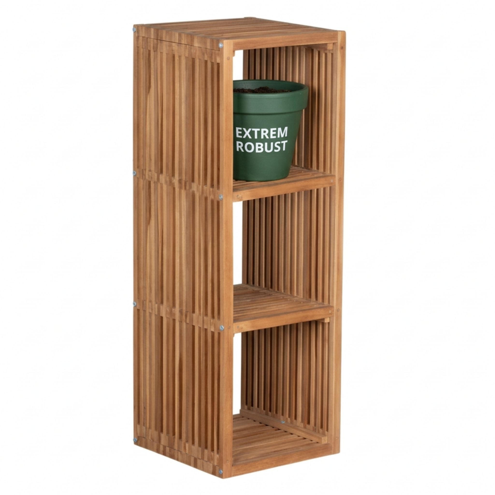 MR.DEKO Pflanztisch Teakregal Gartenregal Outdoor 80x40x40 cm Massivholz Natur Balkonregal (1-St), Teakholz Gartenregal mit 3 Fächern, massiv und witterungsbeständig