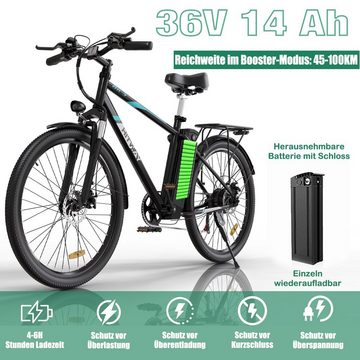 HITWAY E-Bike, 7 Gang, Heckmotor, 26 Zoll Elektrofahrrad MTB Cityräder Mountainbike StVZO