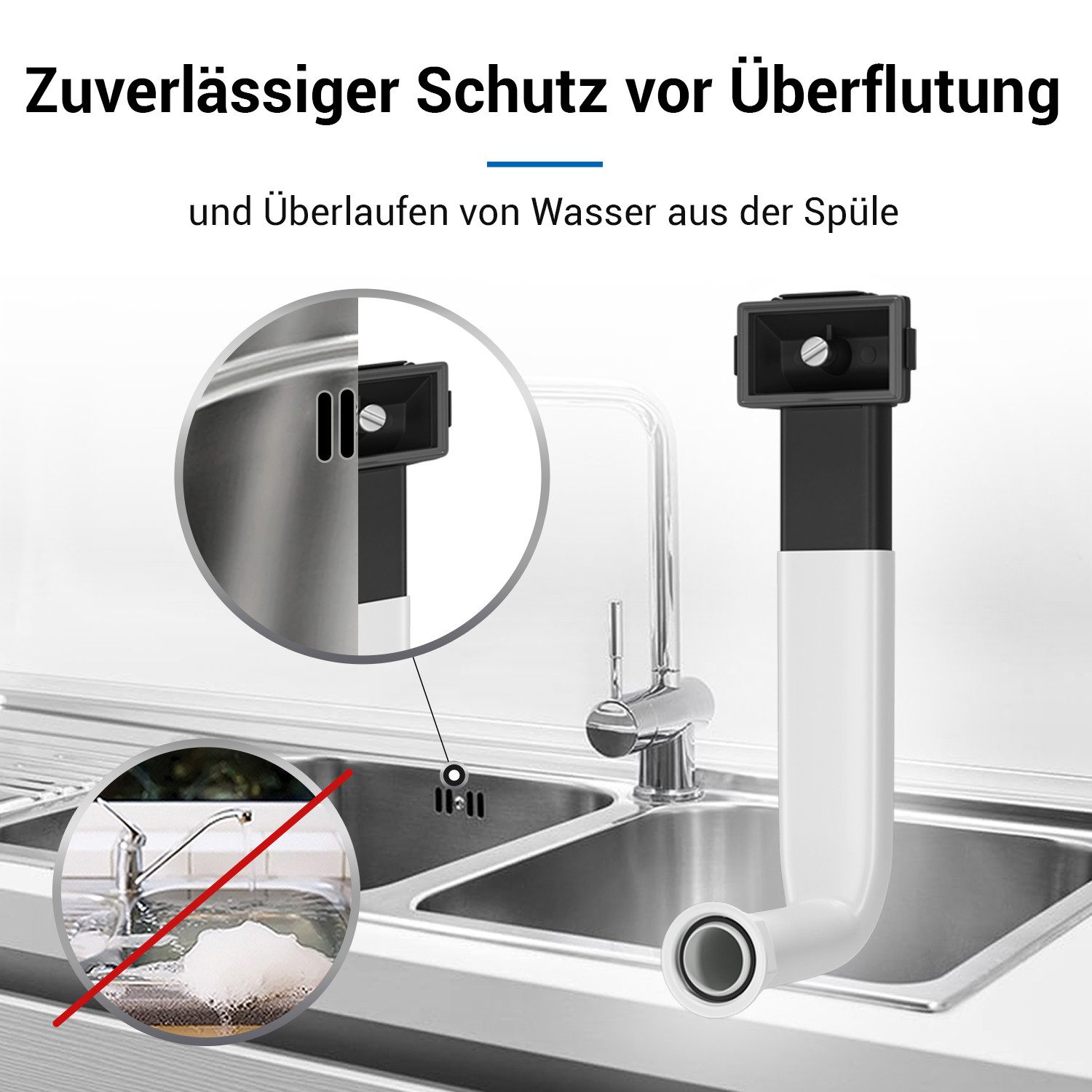 AQUADE Ab-Überlaufgarnitur Spülen-Überlaufset, weiß für Spüle Spülbecken