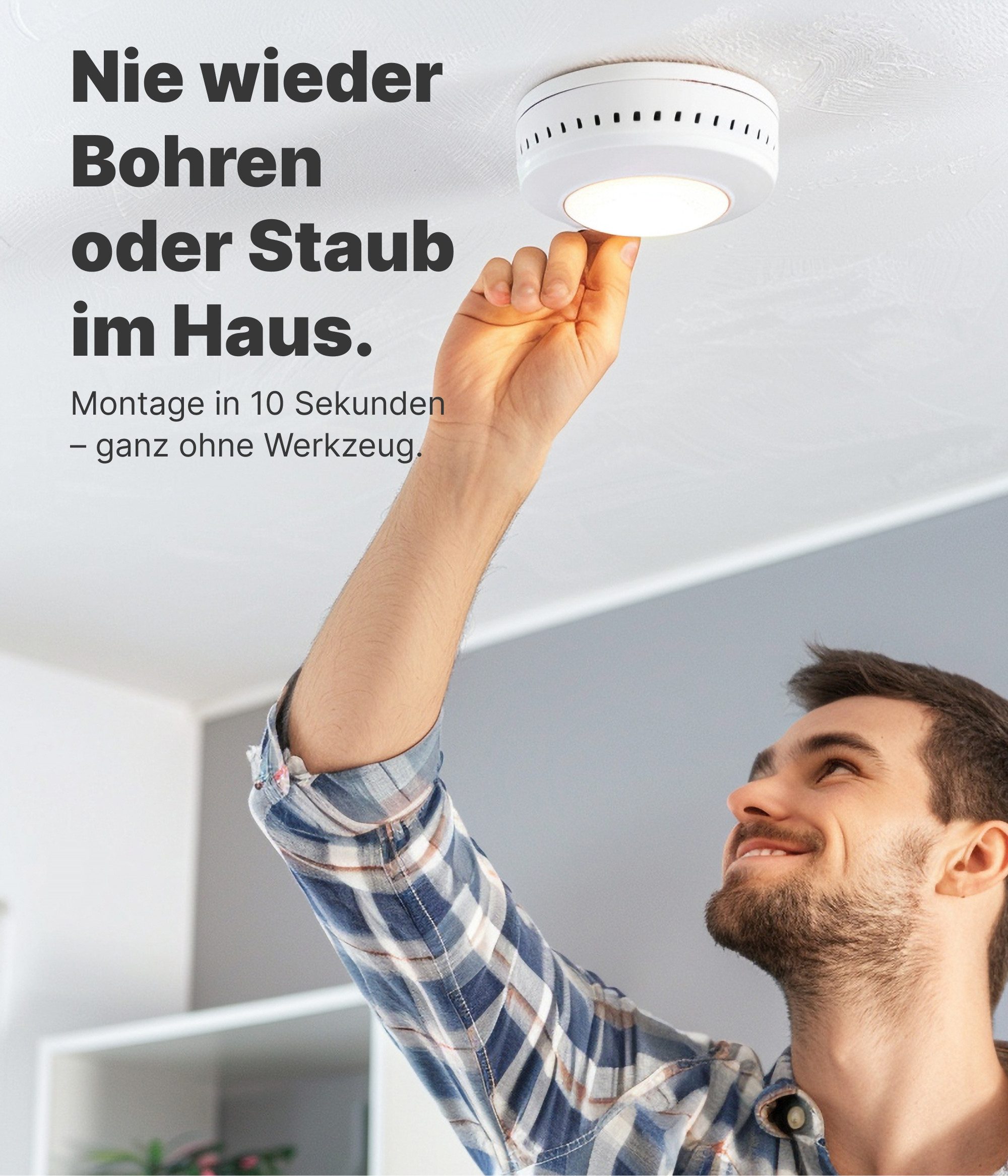 NEMAXX Magnethalter 5x Selbstklebende Magnethalterung mit Magnetplatte Ø60 mm Rauchmelder (Schnelle & sichere Montage ohne Bohren – für Rauch- & Feuermelder)