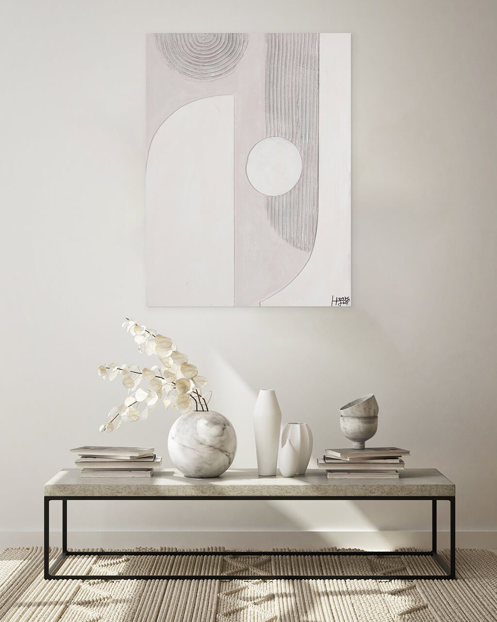 Wandbild cm, Leinwandbild 75x100 HANDGEMALT Balance Lebens Gemälde KUNSTLOFT des Wohnzimmer 100%