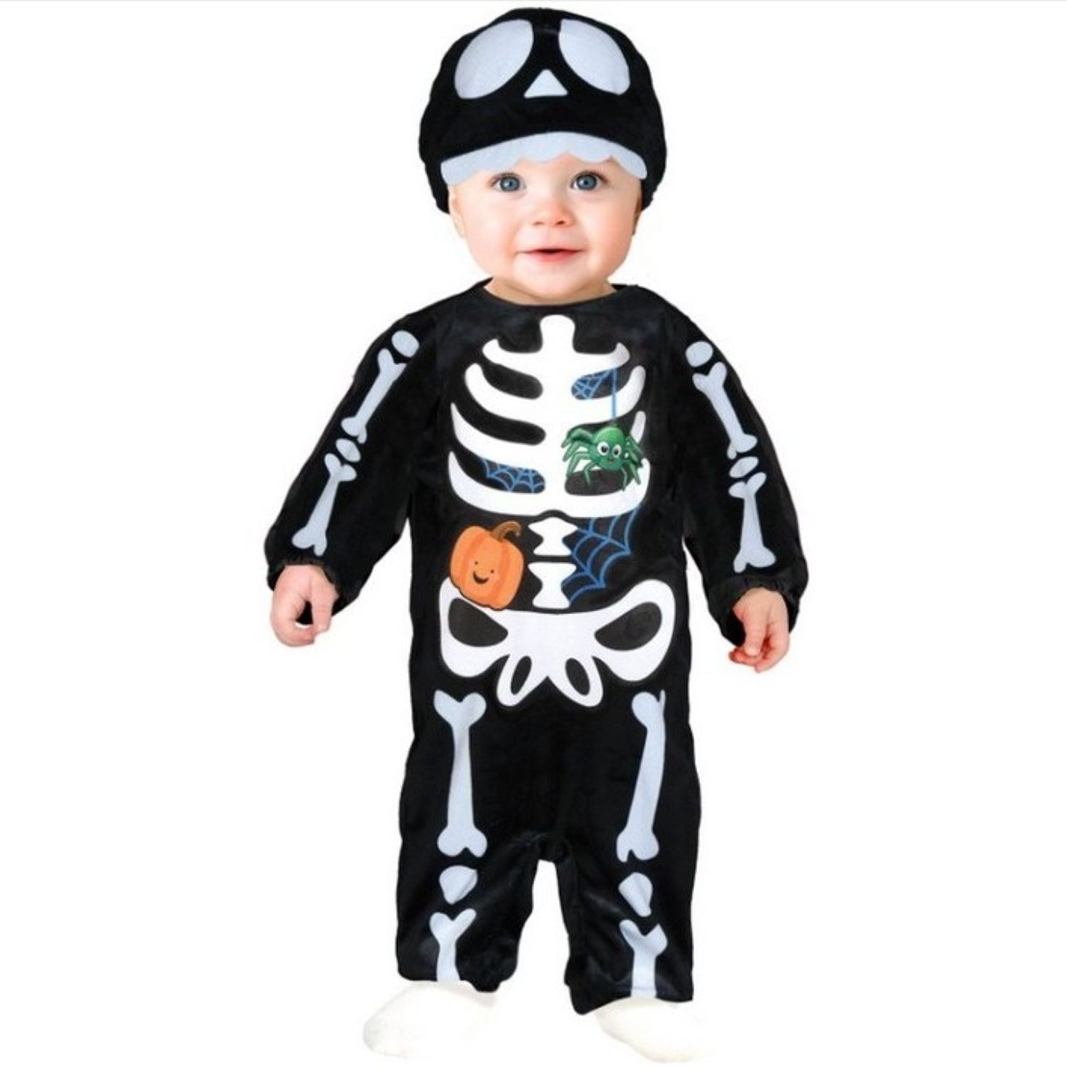 Kostüm Babykostüm 'Skelett boo' für Kinder, Overall, Kop