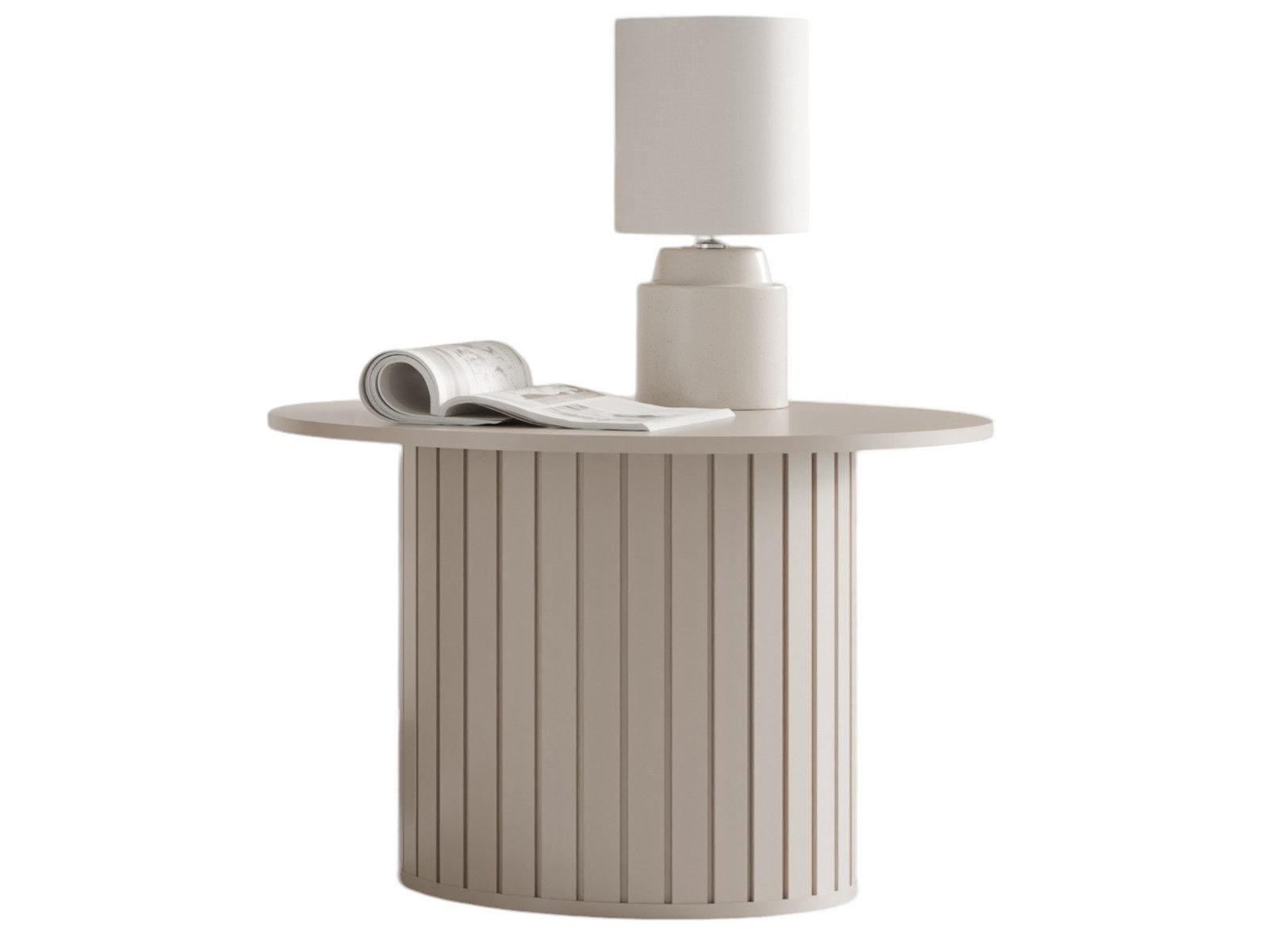 Compleo Couchtisch Rund Kaffeetisch für Couch, Lamellen-Optik MODERNO, 70x7 günstig online kaufen