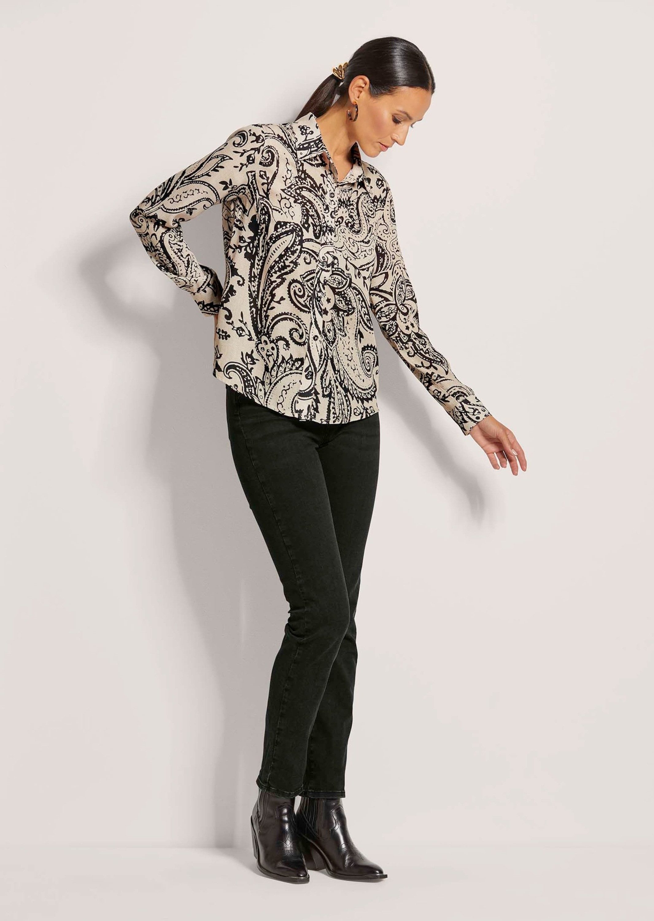 MADELEINE Hemdbluse Elegante Printbluse mit grafischem Muster Lässiges Blus günstig online kaufen