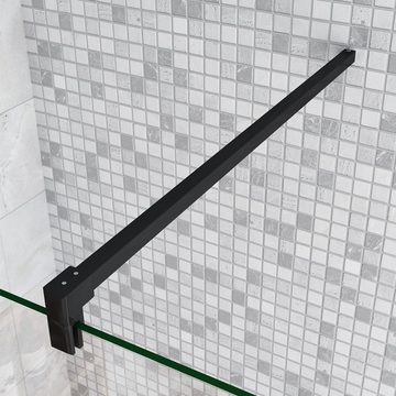 duschspa Duschwand 200cm schwarze Duschwand Duschtrennwand Walk in Dusche 8mm Glaswand, Einscheibensicherheitsglas, (Set), Glas