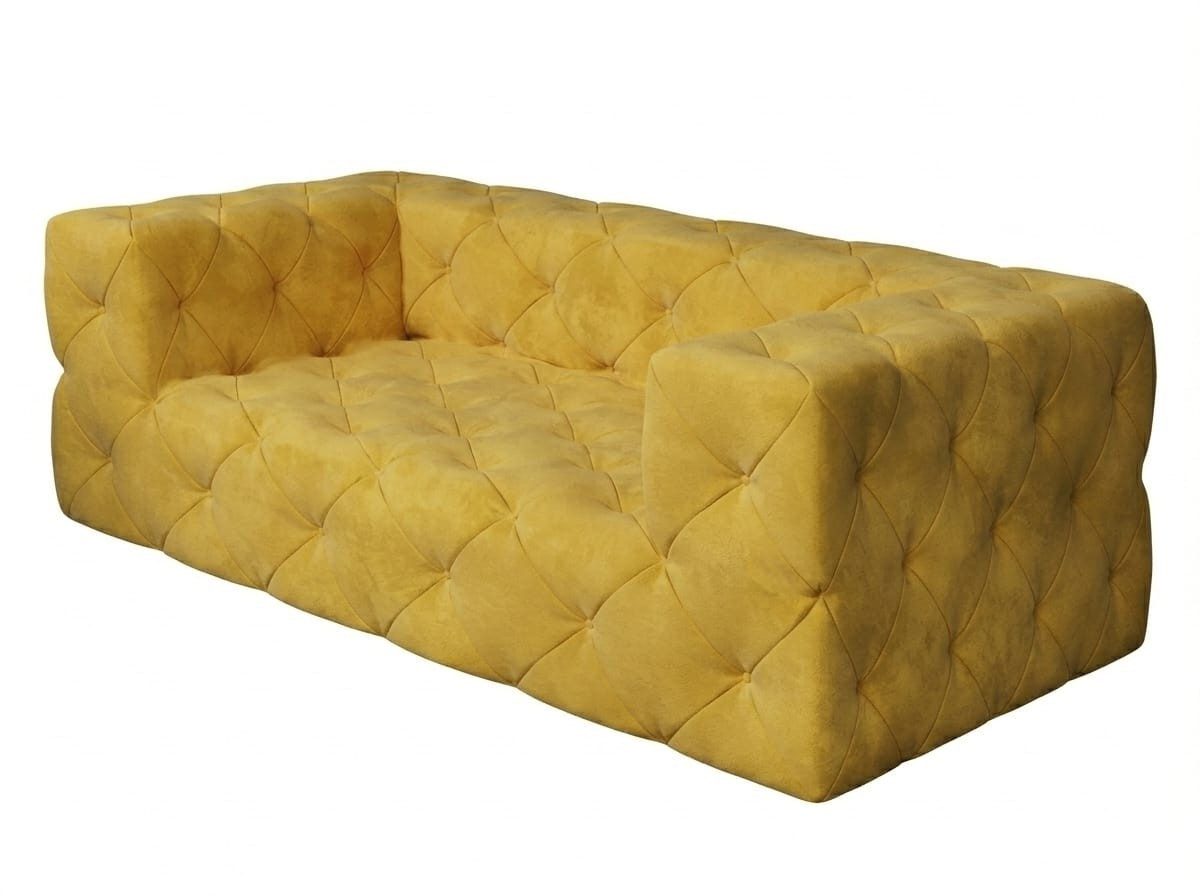 Xlmoebel Chesterfield-Sofa Gelbes Chesterfield-Sofa für zwei im klassischen Wohnzimmerstil, 1 Teile, Made in Europa