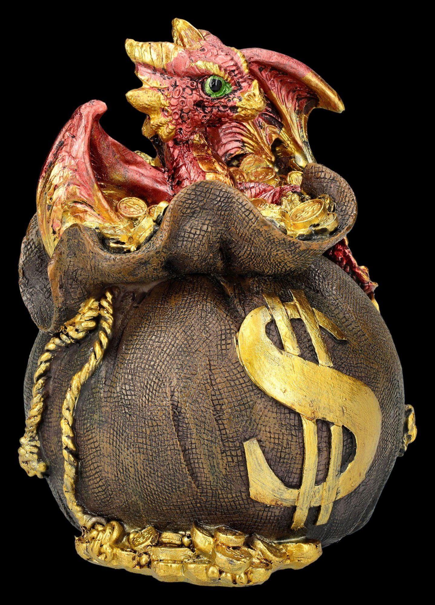 Figuren Shop GmbH Spardose Spardose - Drache im Geldsack - Jackpot - Sparbü günstig online kaufen