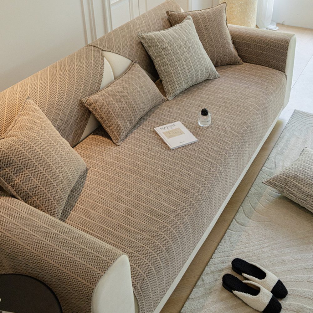 NUODWELL Sofabezug Chenille Sofabezug 1 2 3 4 Sitzer, rutschfest L Form Eck günstig online kaufen