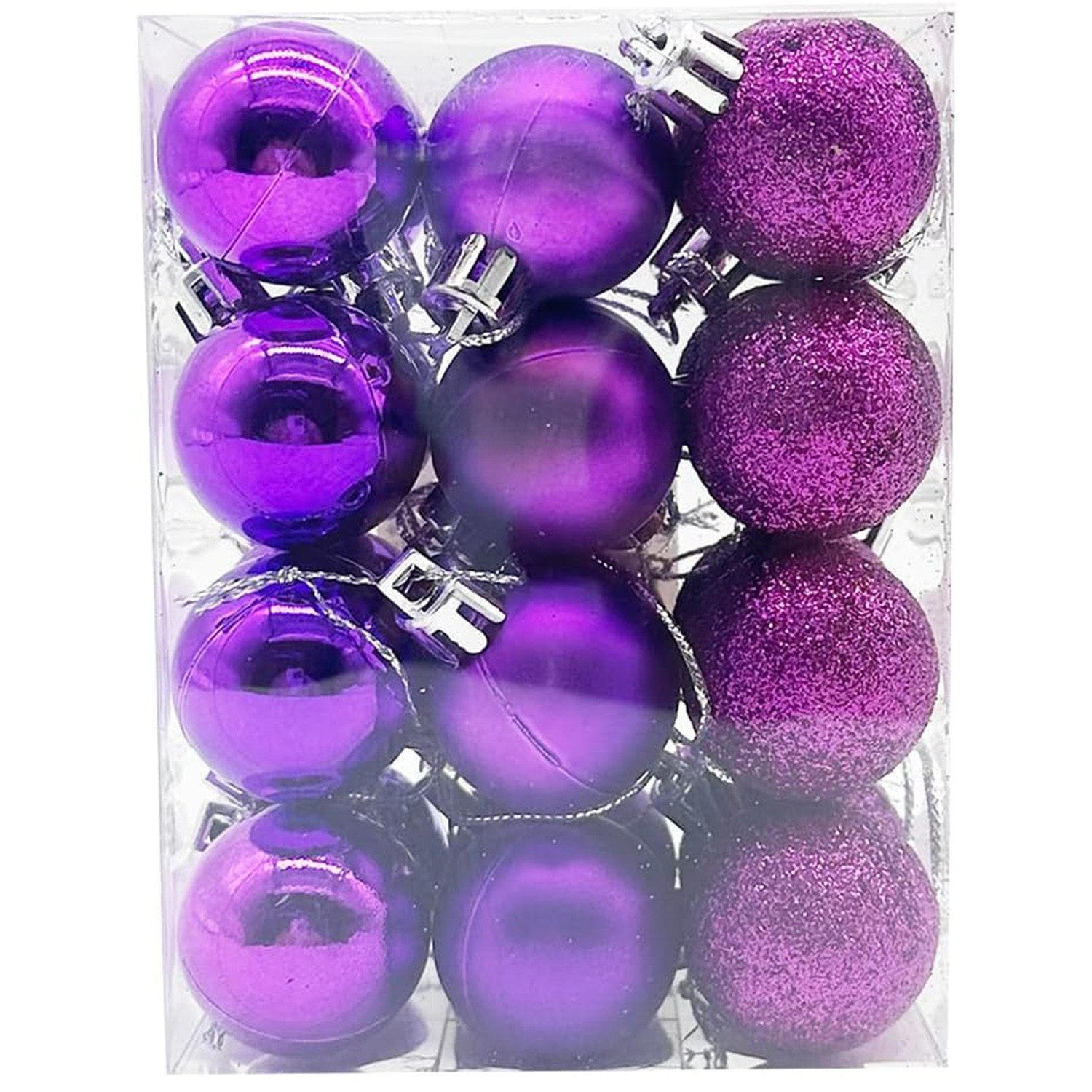 Bextsrack Weihnachtsbaumkugel 24er Set Weihnachtskugeln,Christbaumschmuck Set mit Aufhängen, Christbaumkugeln Bunt, Mehrweg Weihnachtsdeko
