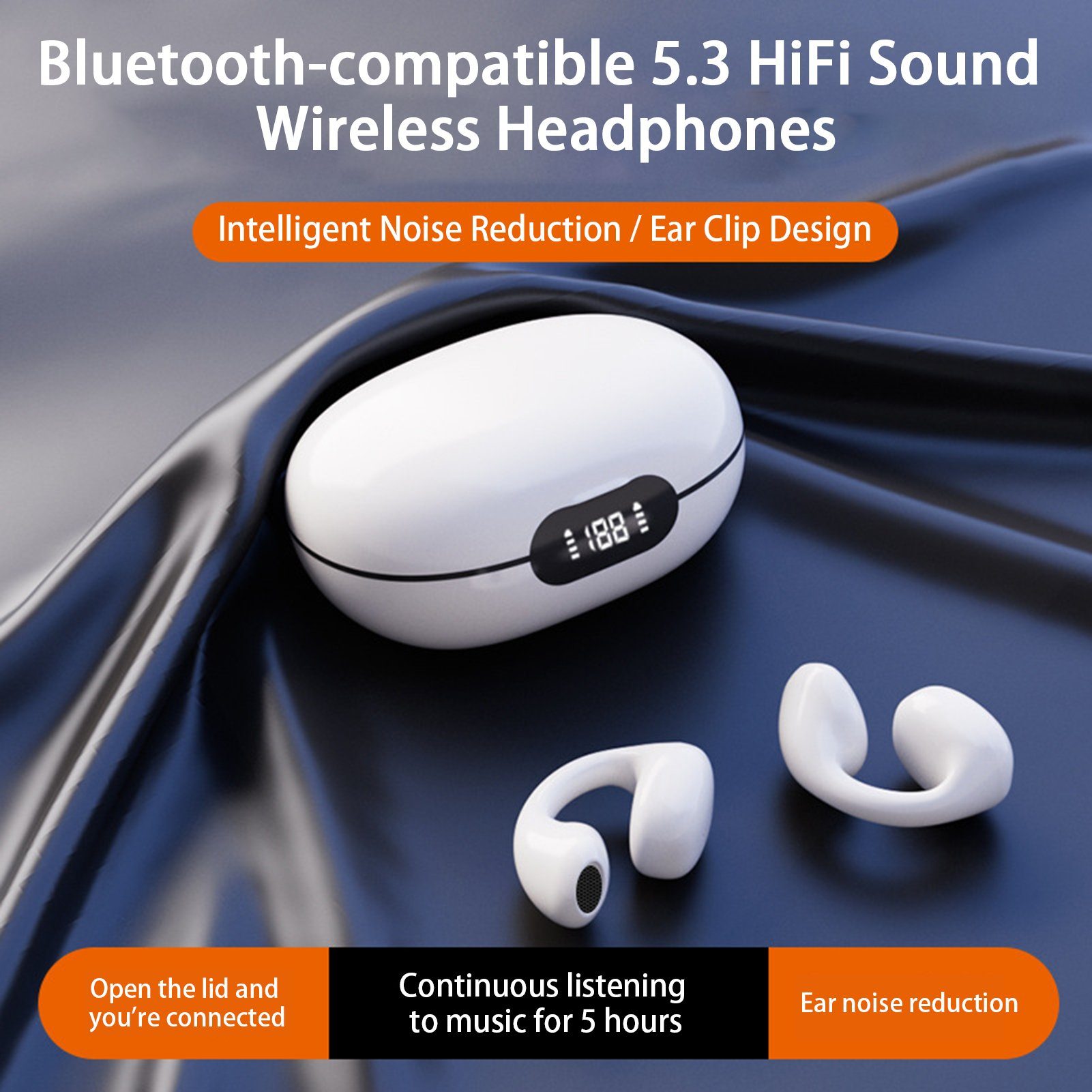 Wireless Bluetooth-Kopfhörer Conduction 5.3. Black Ohrclip-Kopfhörer Rutaqian Bone (Bluetooth) Bluetooth