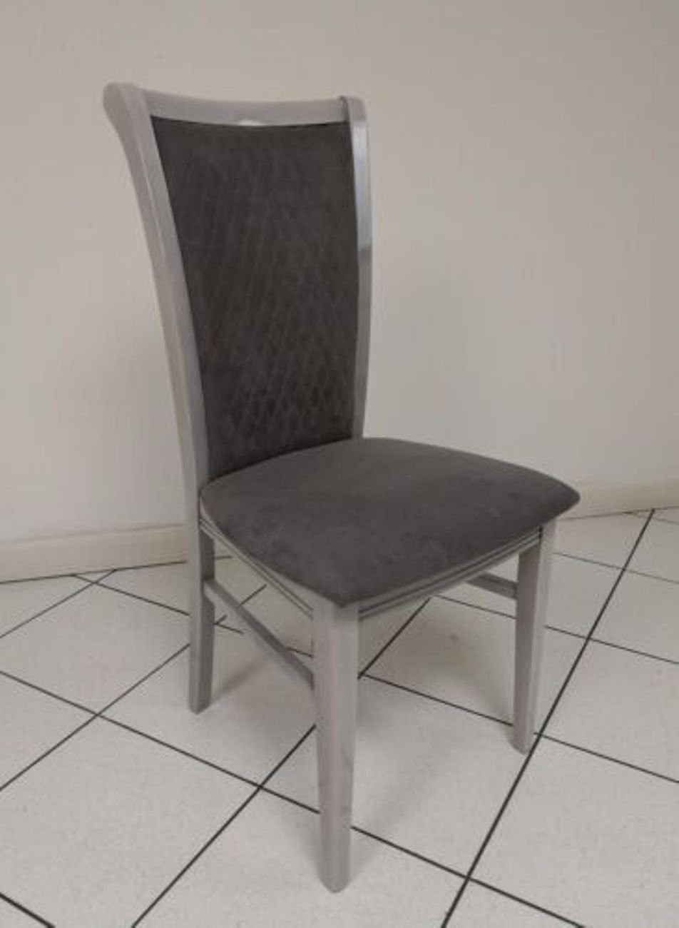 JVmoebel Esszimmerstuhl Holz Stuhl Stühle Lehnst Italien Velvet Grau Design Relax Esszimmerstuhl, Sessel