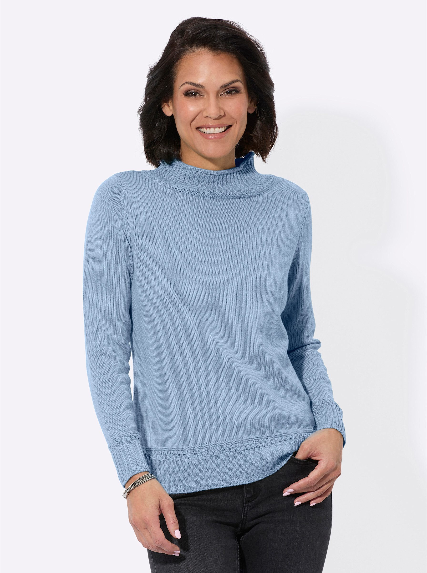 Strickpullover Stehkragen-Pullover Langarm Jersey