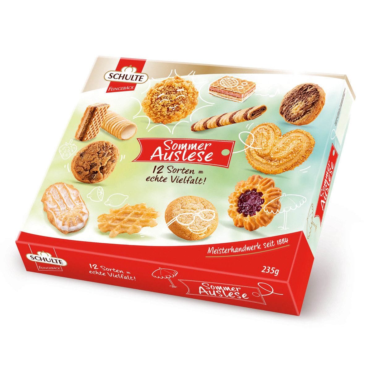 Schulte Kekse, Schulte Sommerauslese unschokoliert 12 verschiedene Sorten 235g