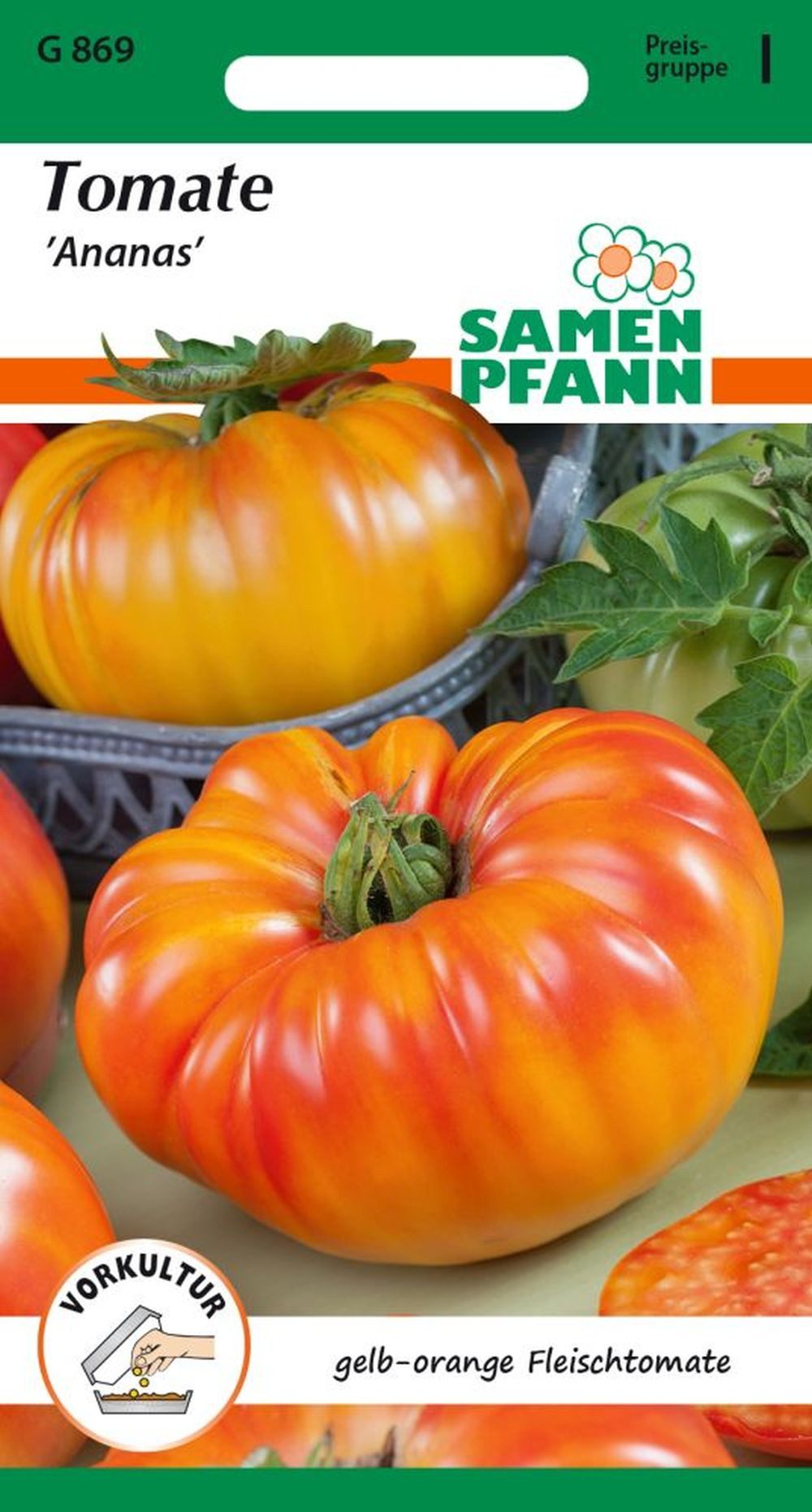 SAMEN PFANN Gemüsesamen Fleischtomate, Ananas - Saatgut Tomaten Samen, Solanum lycopersicum, var. Ananas