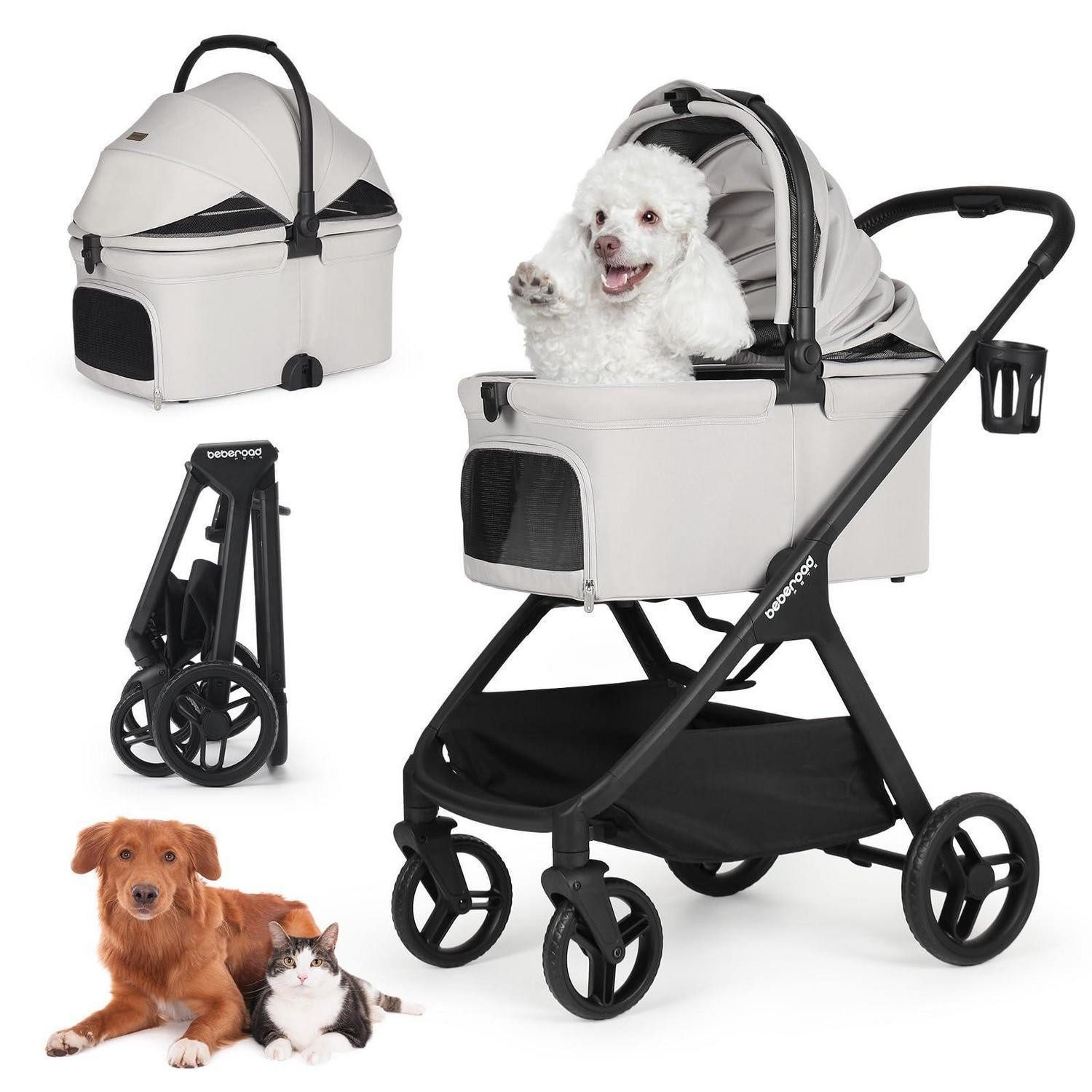 LuxusKollektion Trolleyset Hundetrolley X-5 Grau 25kg 3in1