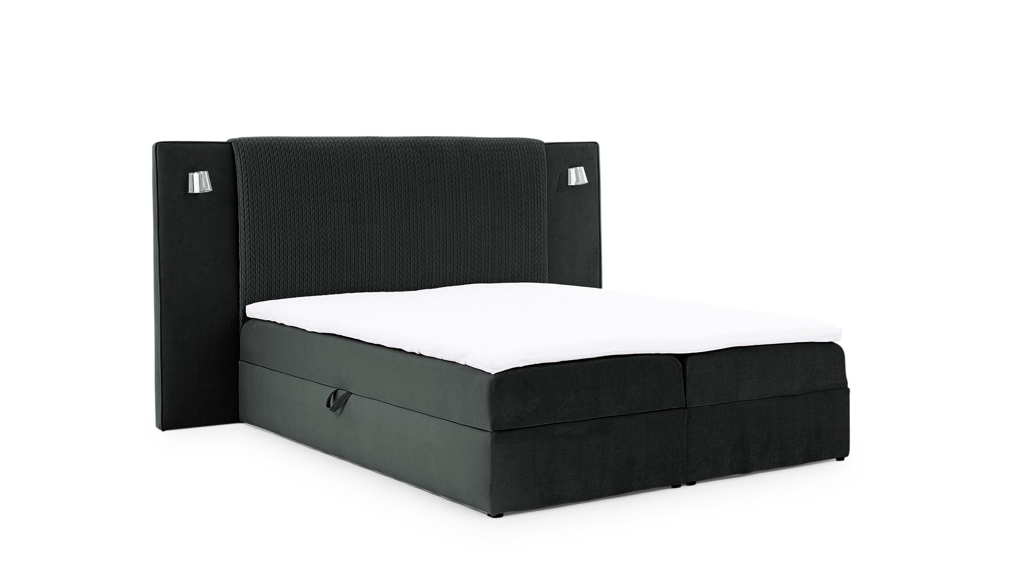 Fun Möbel Boxbett Bett MARTEN in Stoff Magic Velvet Set.1 (Inkl. Bettkästen und Kaltschaumtopper), Ambiente-Beleuchtung mit Touch Funktion im Kopfteil