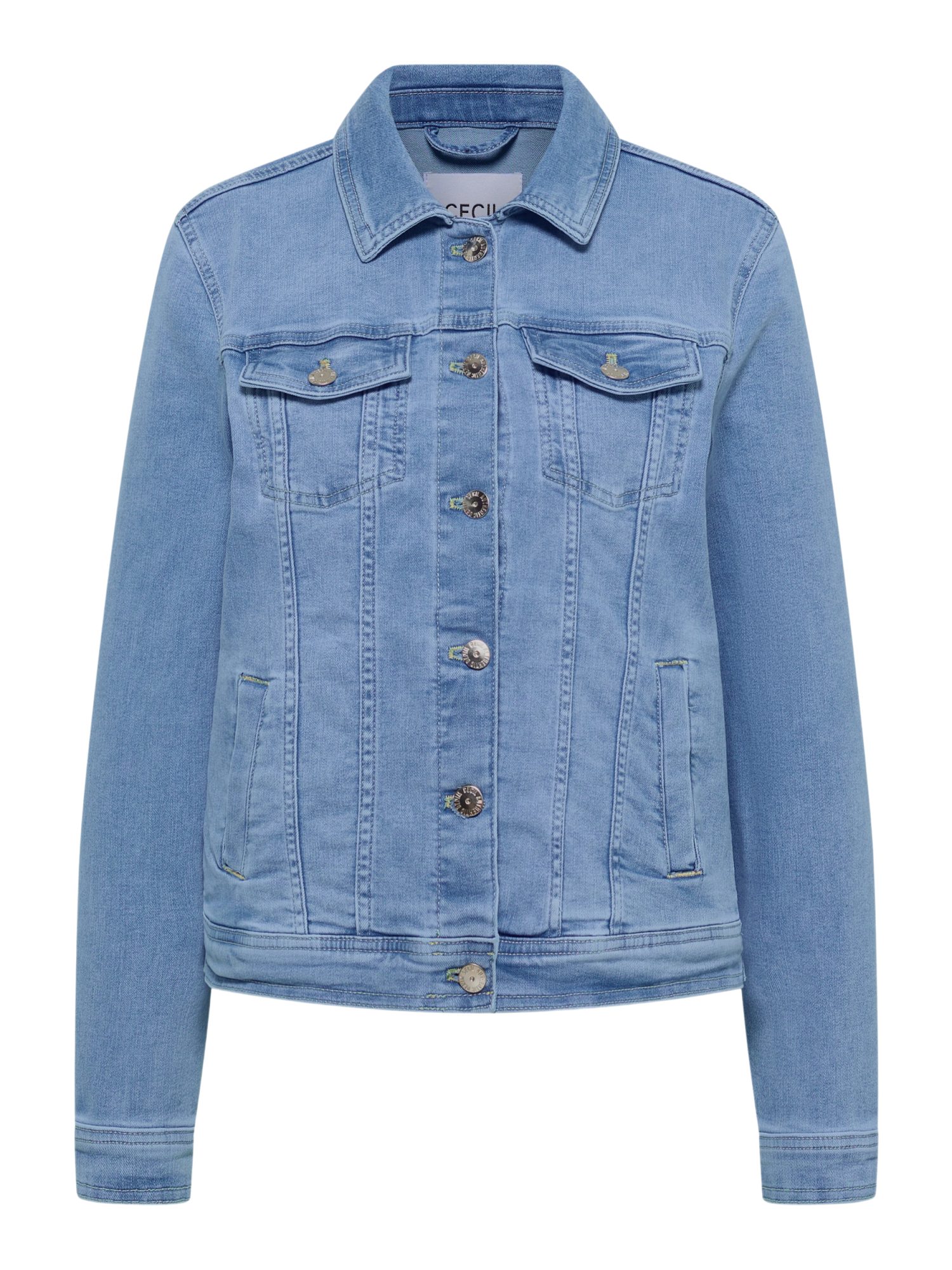 CECIL Outdoorjacke blau,Casual,Baumwolle,Unifarben,Umlegekragen,Lang,Tailliert