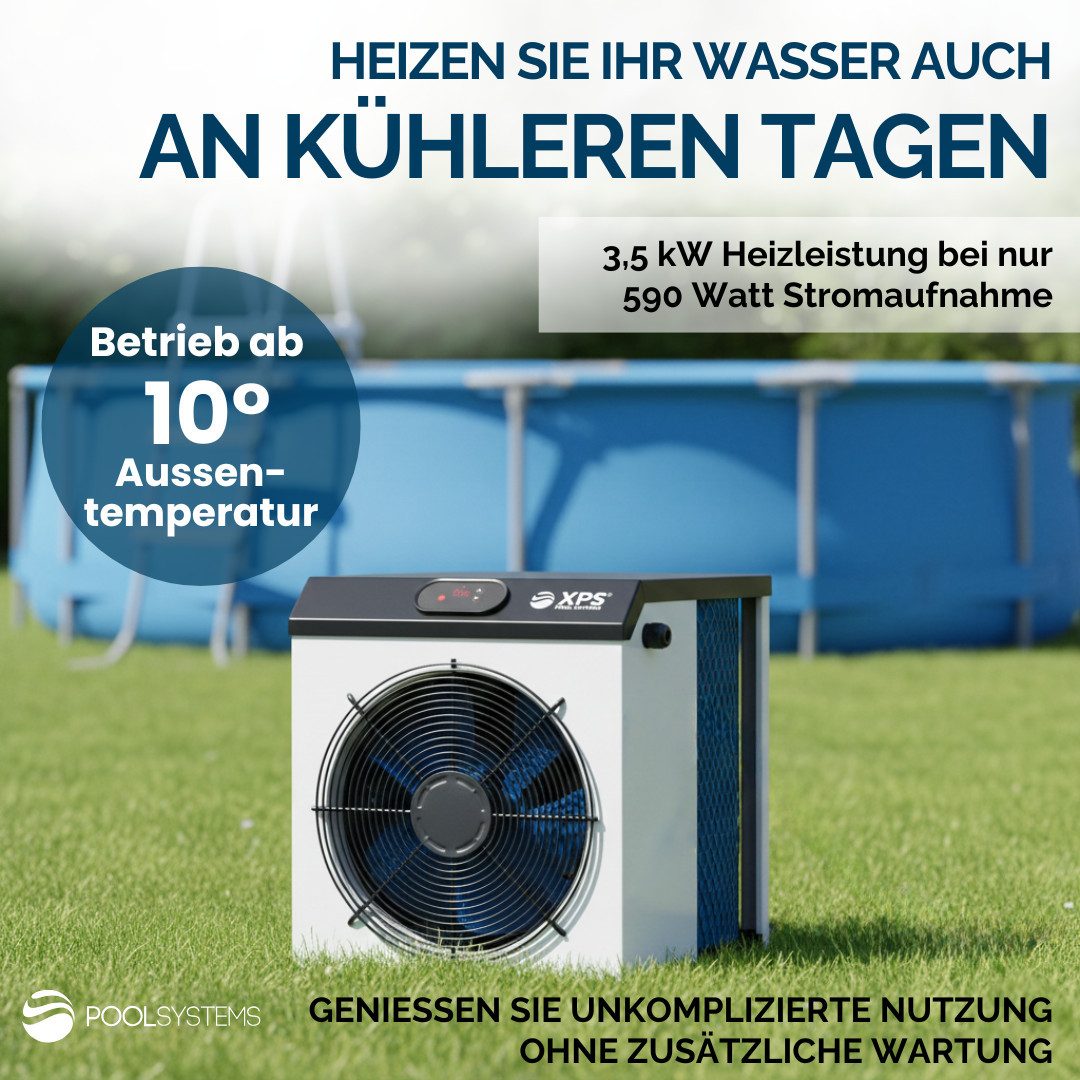 POOLSYSTEMS Pool-Wärmepumpe XPS-35 3,5 kW, 3.500 Watt bei nur 590 Watt Stromaufnahme
