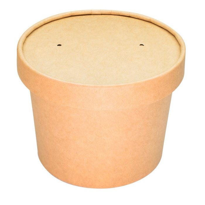 wisefood Einwegschale Suppenschüssel mit Deckel - 360ml Papier (25-tlg)
