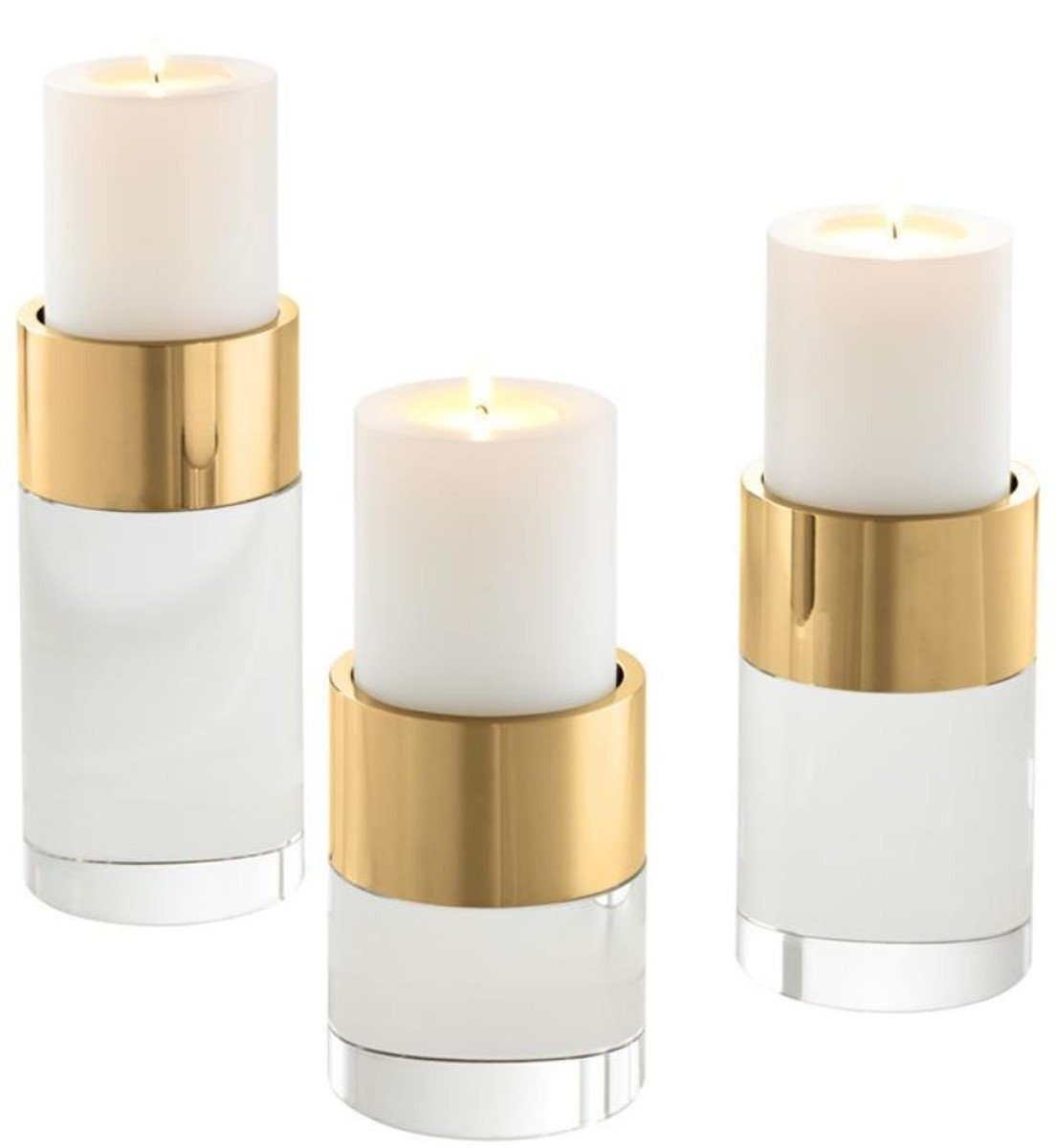 Casa Padrino Wohnzimmer Kristallglas Set Kerzenhalter Luxus Gold - Kerzenhalter Deko