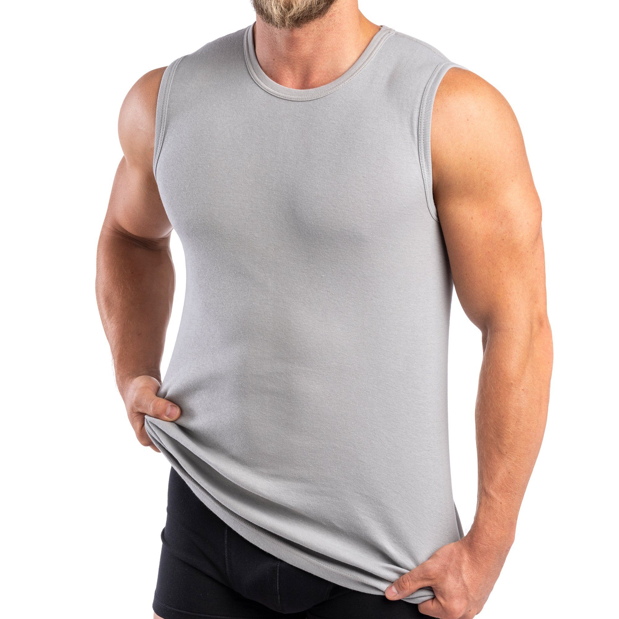 HERMKO Achseltop 3040 Herren Muskelshirt aus 100% Biobaumwolle, Unterhemd Vest Rundhals