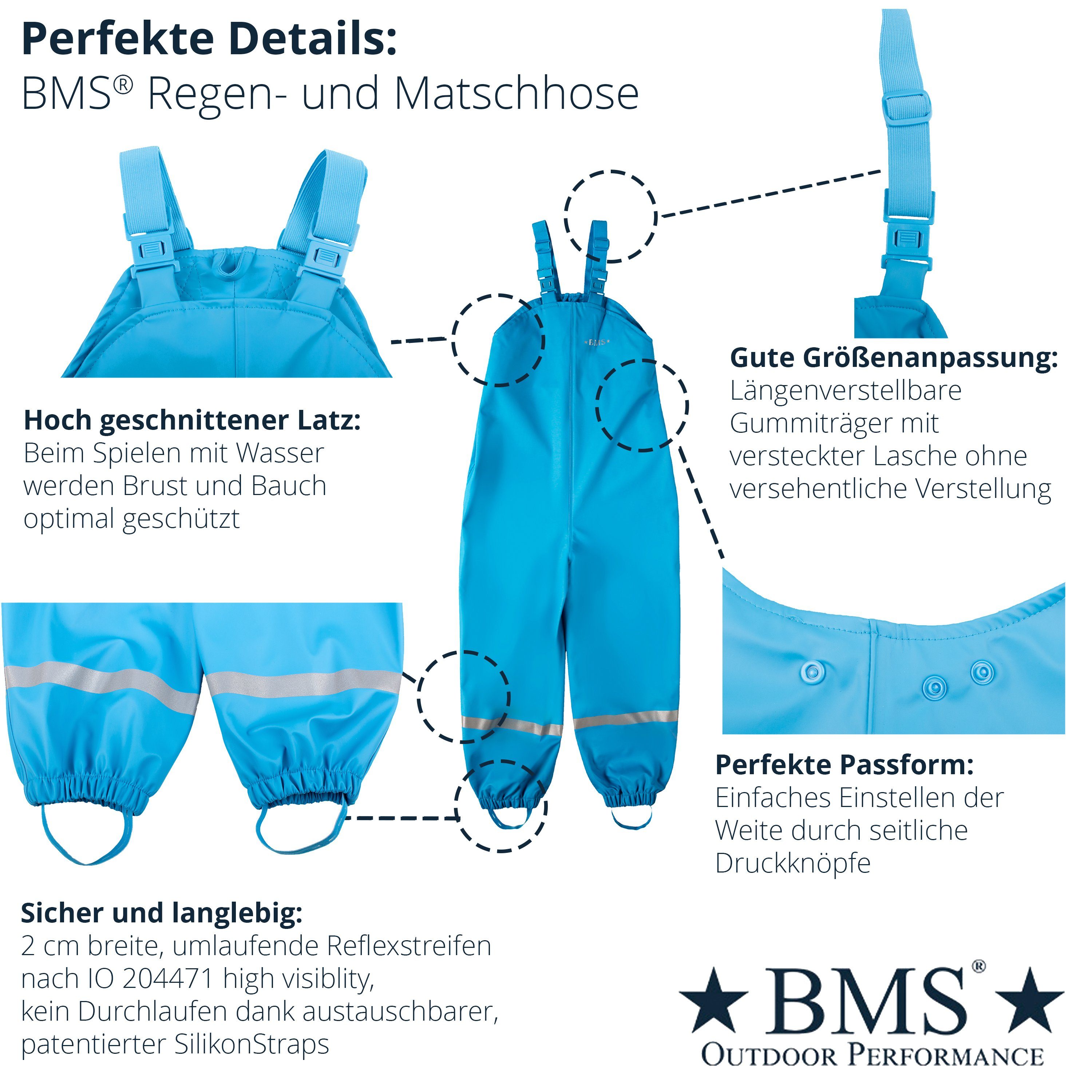 BMS Regen- und Matschlatzhose Räuberwald 100% wasserdichte Regenlatzhose OekoTex zertifiziert