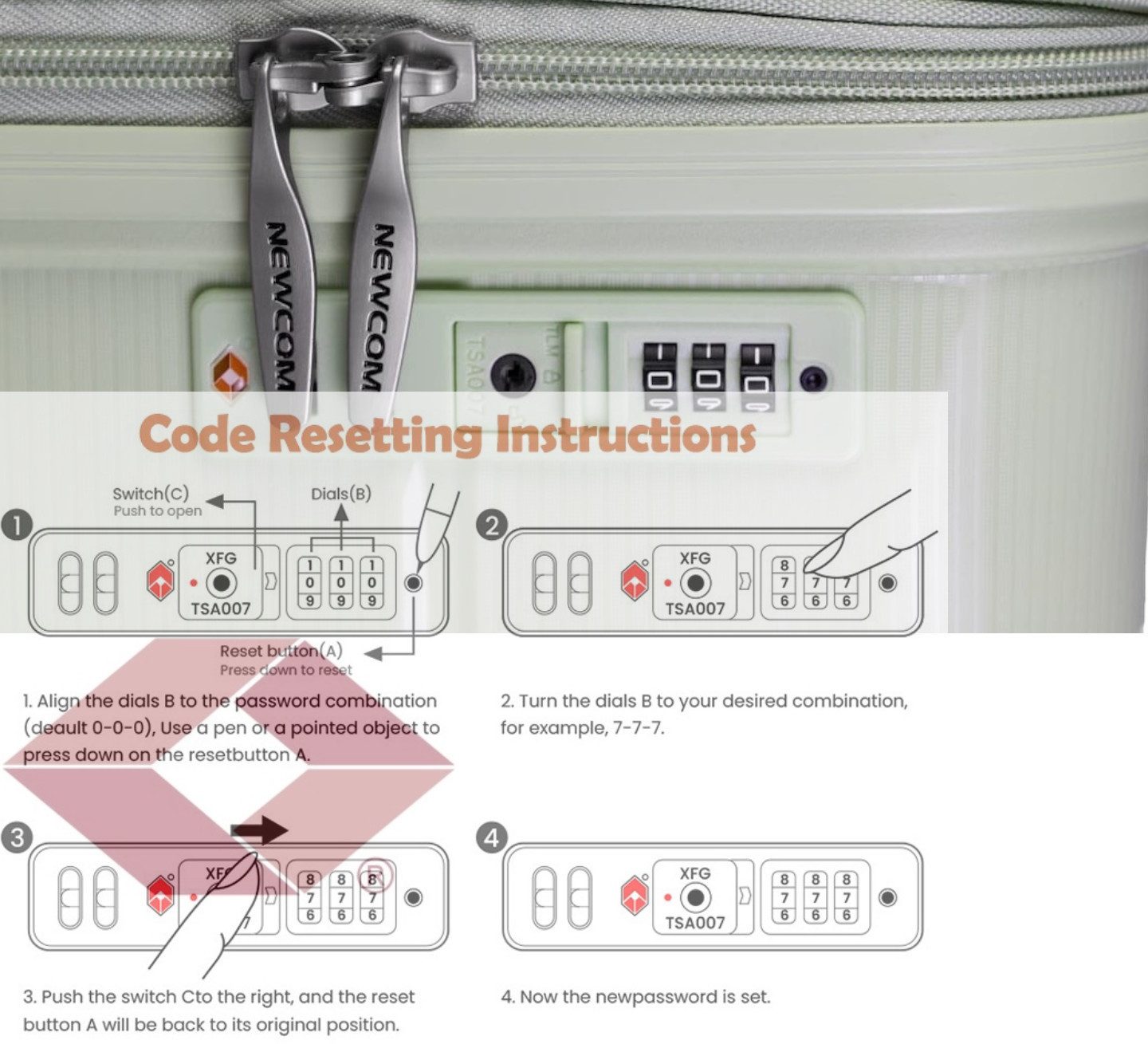 NEWCOM Handgepäck-Trolley Hartschalenkoffer Handgepäck, M/55cm, TSA, Polypropylen, Erweiterbar, 4 Rollen, 360° drehbar, 20Zoll, 54L, Grün, leichter & robuster Reisekoffer