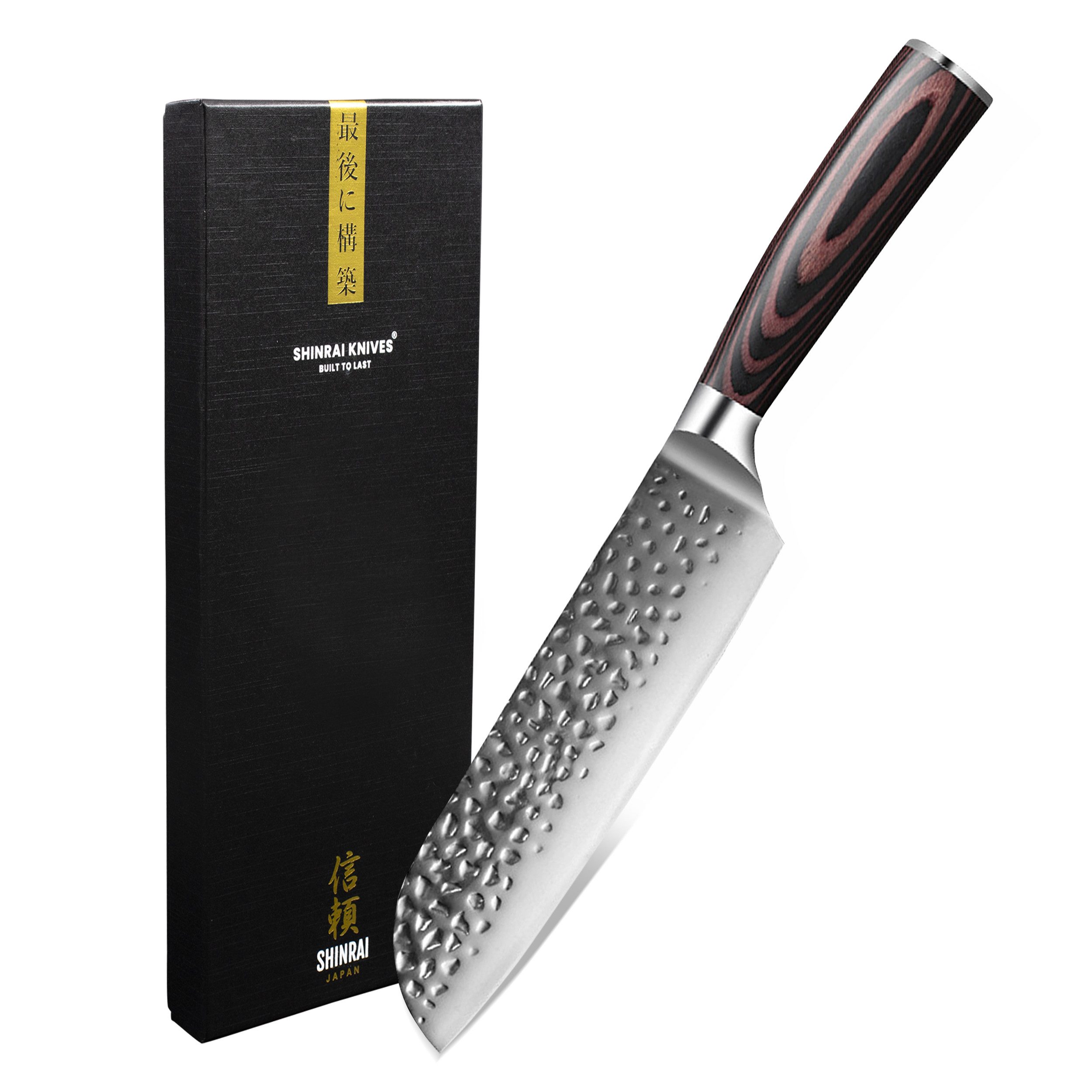 Shinrai Japan Damastmesser Santokumesser 18 cm - Japanisches Messer aus Edelstahl - Kochmesser, Handgefertigt bis ins Detail