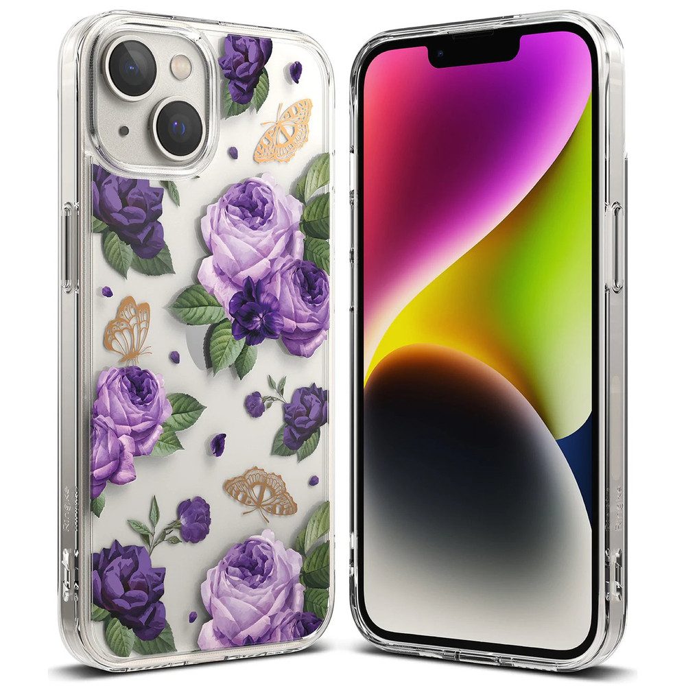 Ringke Handyhülle Schutzhülle Smartphonehülle Blumenmotiv 6,7 Zoll, MIL-STD 810G, PC-Rückseite, TPU-Rahmen, Bandöse