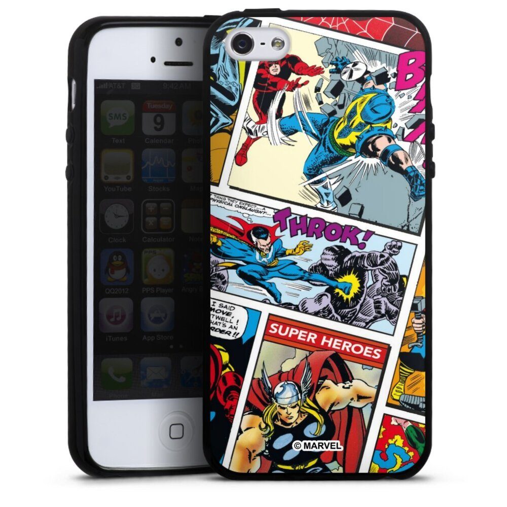 DeinDesign Handyhülle Marvel Retro Comic Blue, Apple iPhone 5 Silikon Hülle Bumper Case Handy Schutzhülle