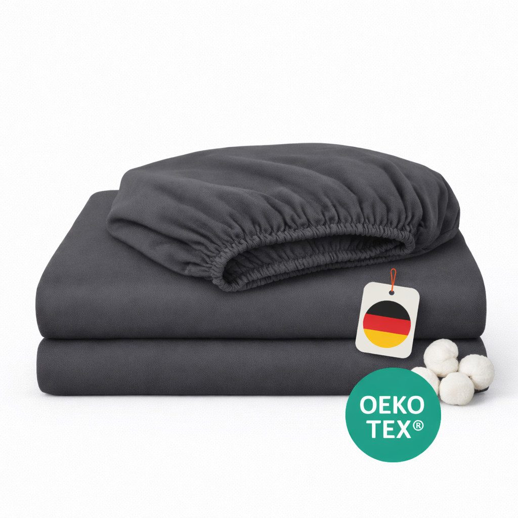 Komfortec Spannbettlaken Jersey Spannbettuch, 90x200, 140x200, 160x200, 180x200 oder 200x200 cm, 100% Baumwolle (135 g/m), Gummizug: Rundum, (2 Stück), OEKO-TEX® Standard 100 Zertifisiert, für Matratzen bis 25 cm Höhe