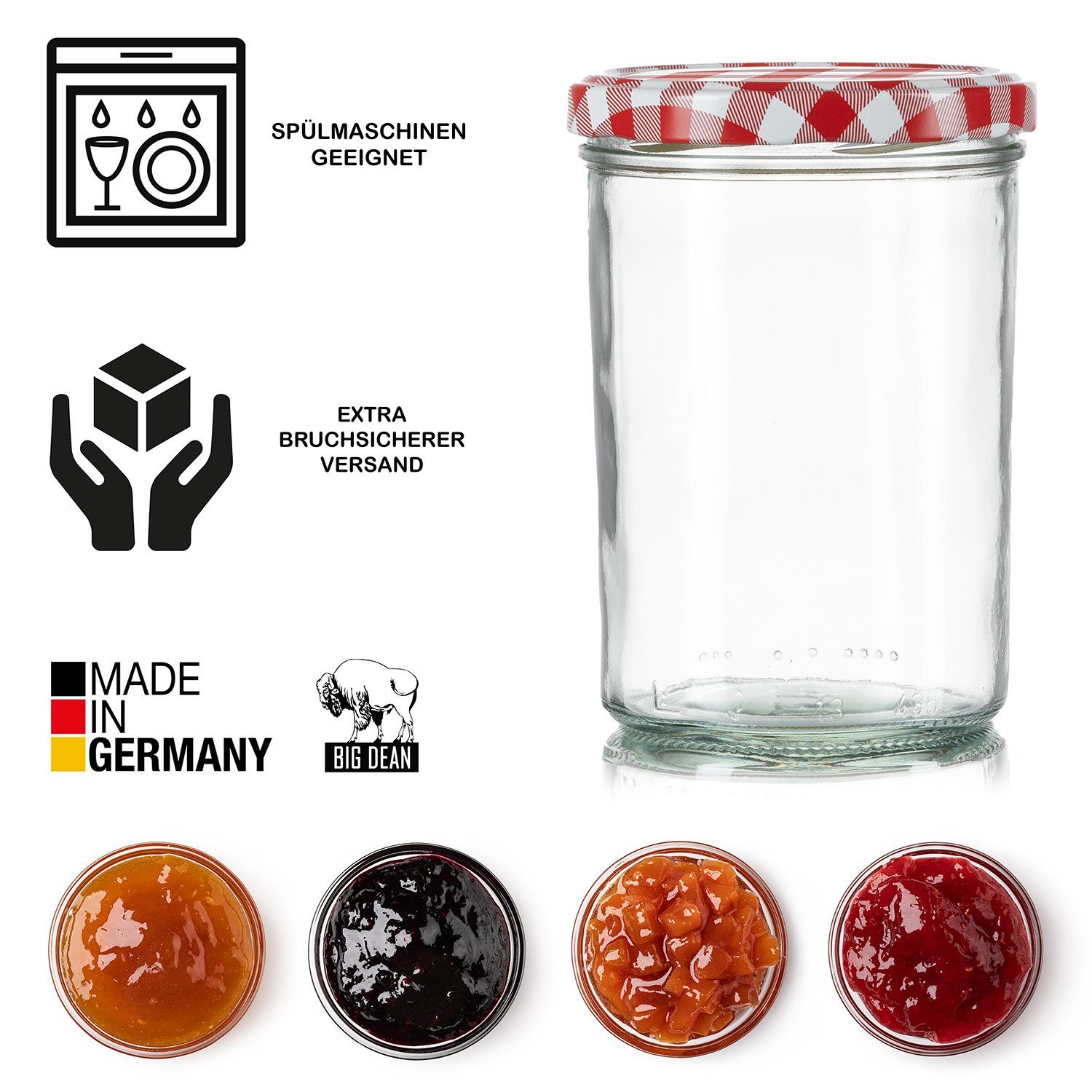 BigDean Einmachglas (12-tlg) Made Germany, Sturzgläser 82 TO 435ml in Einkochgläser
