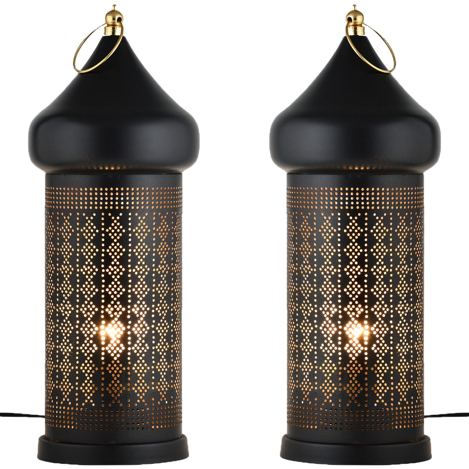 Marrakesch Orient & Mediterran Interior Nachttischlampe 2er Set Orientalische Deko Stehlampe Tischlampe Nachttischlampe Lampe, Handarbeit