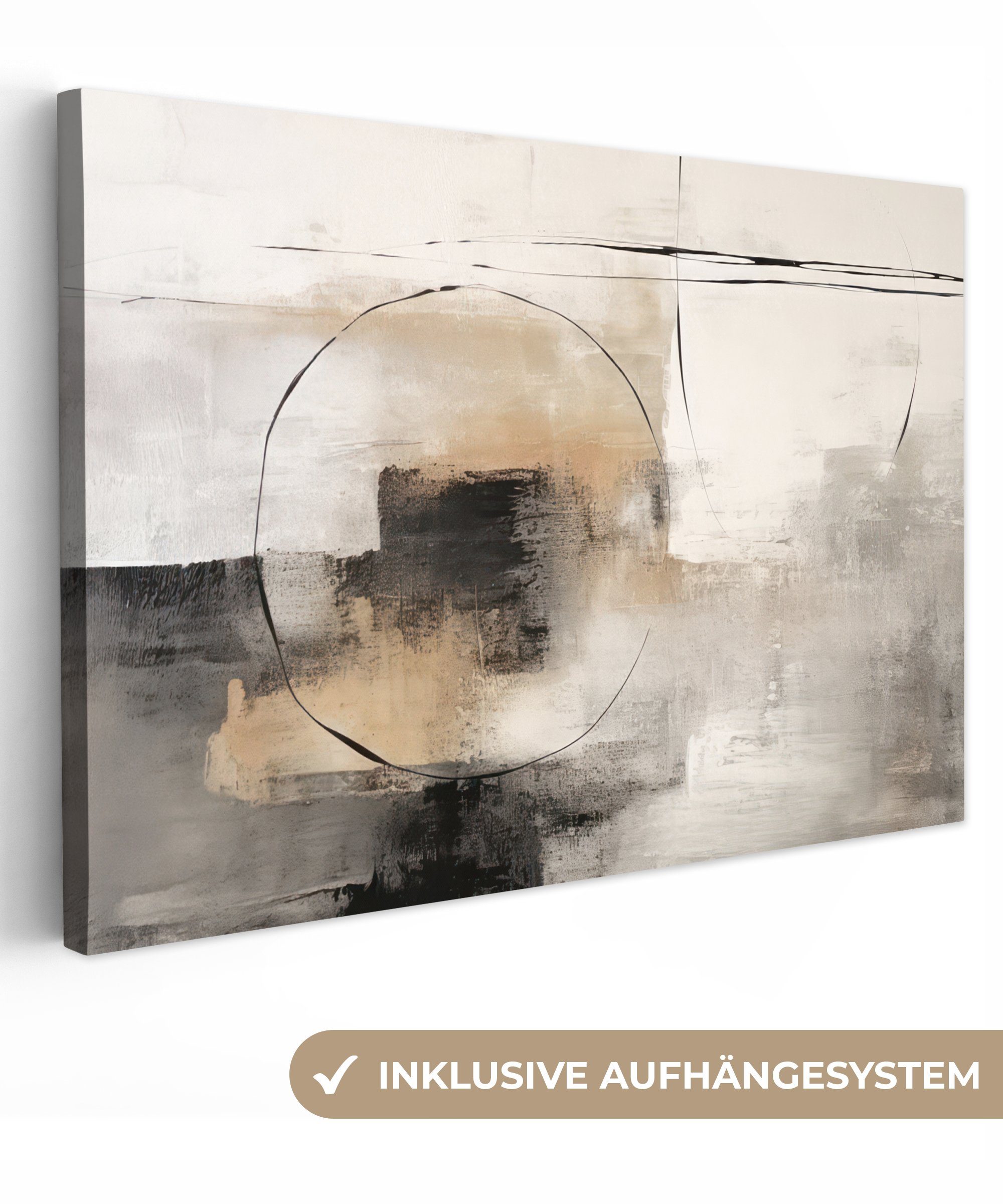OneMillionCanvasses® Leinwandbild Kunst - Abstrakt - Grau - Industriell, (1 St), Wandbild für alle Wohnbereiche, Gemälde, XXL, großes, 120x80 cm