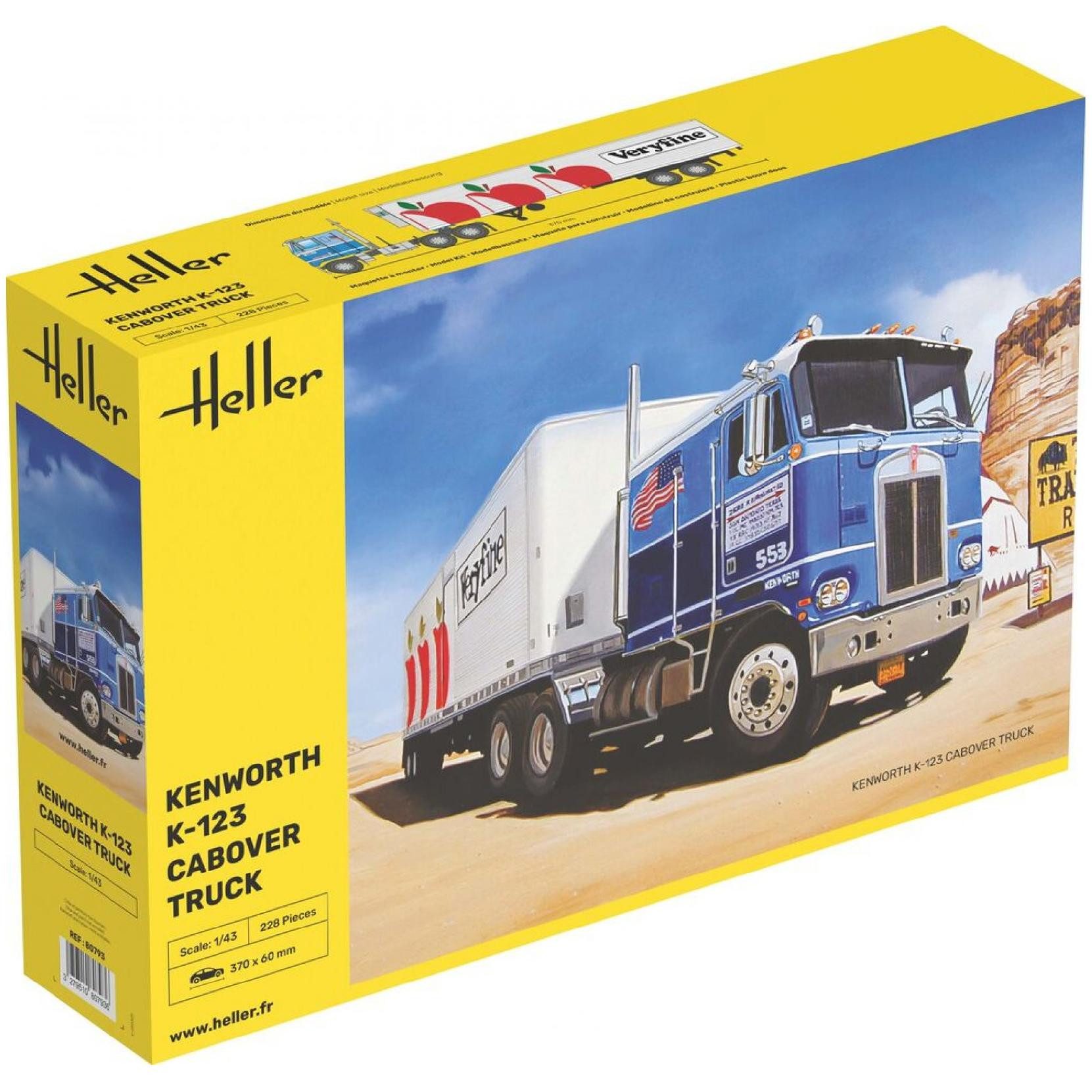 Heller Modellbausatz Kenworth K-123 Cabover Truck / 1:43, Maßstab 1:43