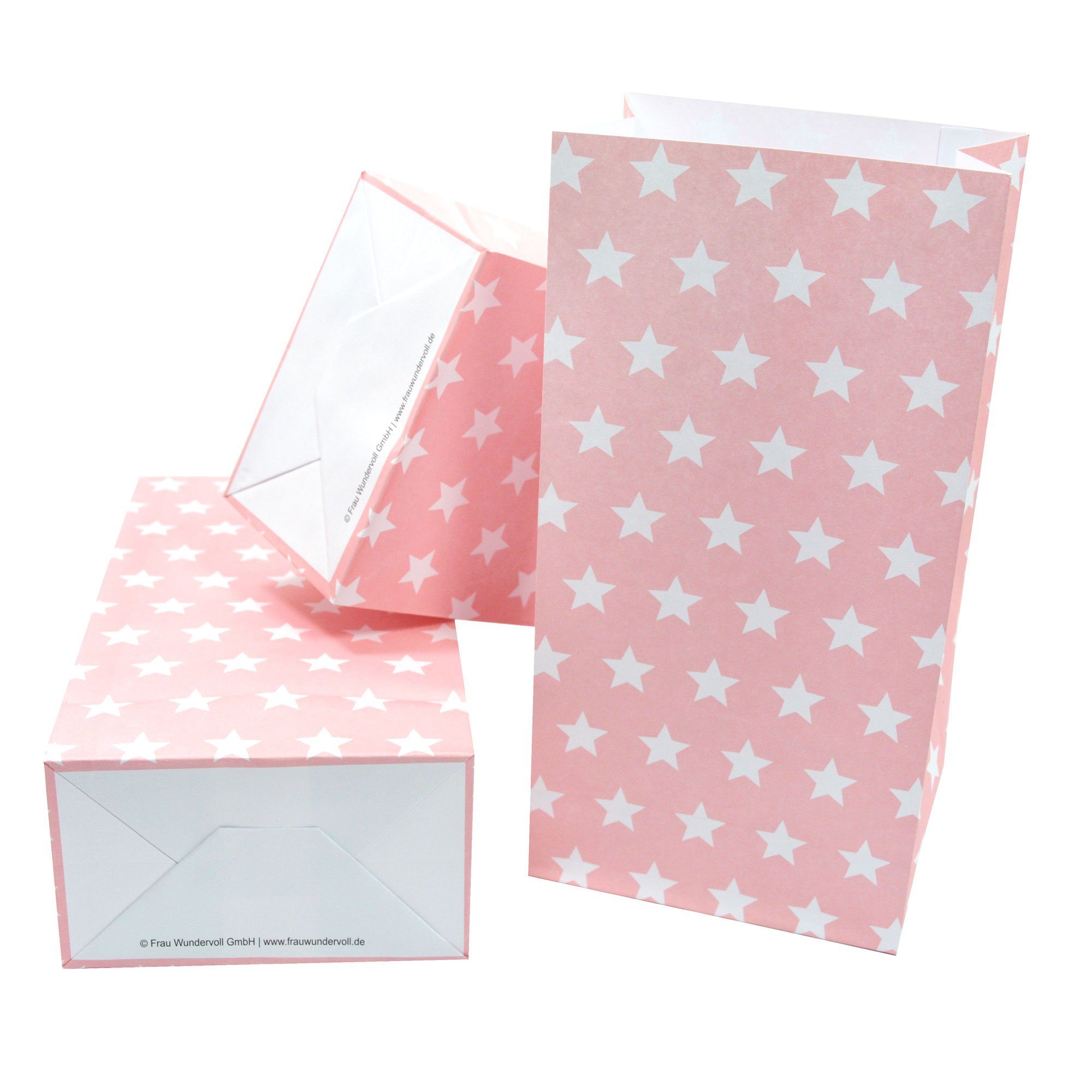 Frau WUNDERVoll Papierdekoration Papiertüten mit Boden, rosa, weiße Sterne, 100g Papier (Angebot)