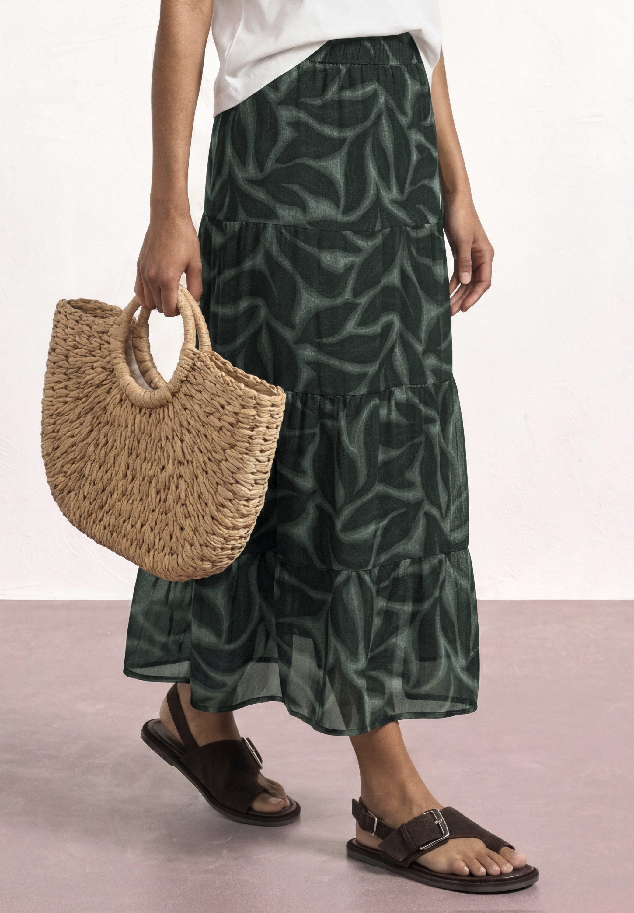 STREET ONE Maxirock Sommer aus Chiffon mit Print/Weich fallende Volants