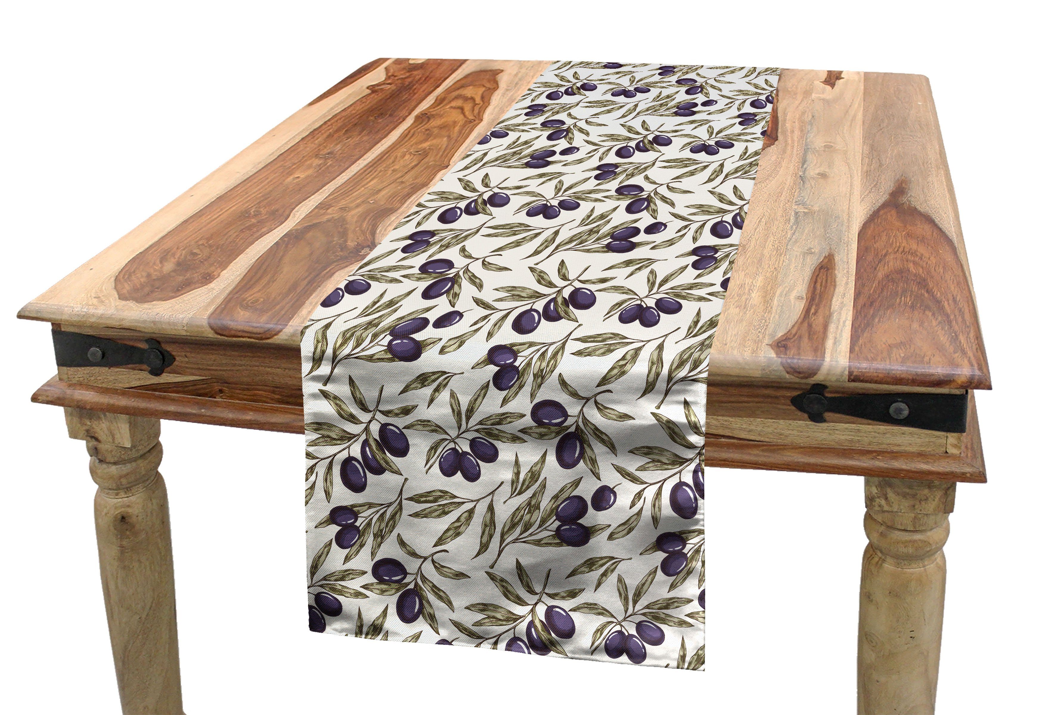 Abakuhaus Tischläufer Esszimmer Küche Rechteckiger Dekorativer Tischläufer, Olive Botanischer mit Blättern