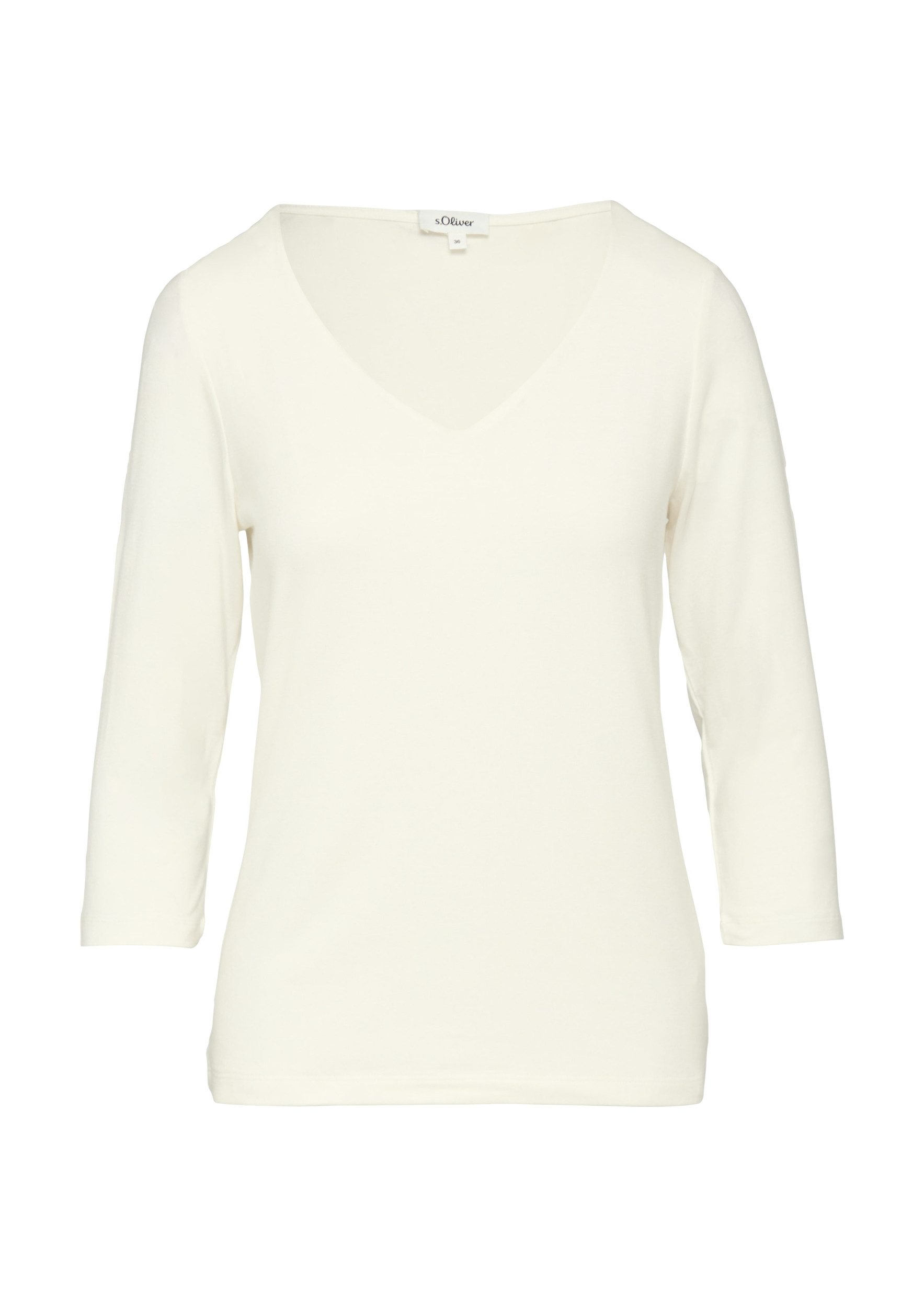 s.Oliver 3/4-Arm-Shirt - unifarbenes Basic Shirt günstig online kaufen