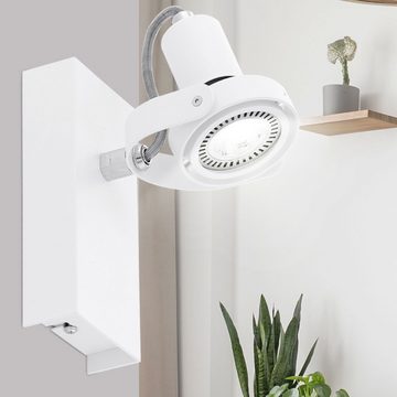 EGLO LED Wandleuchte, Leuchtmittel inklusive, Warmweiß, LED Wand Strahler ALU weiß Leuchte Spot verstellbar Wohn Zimmer