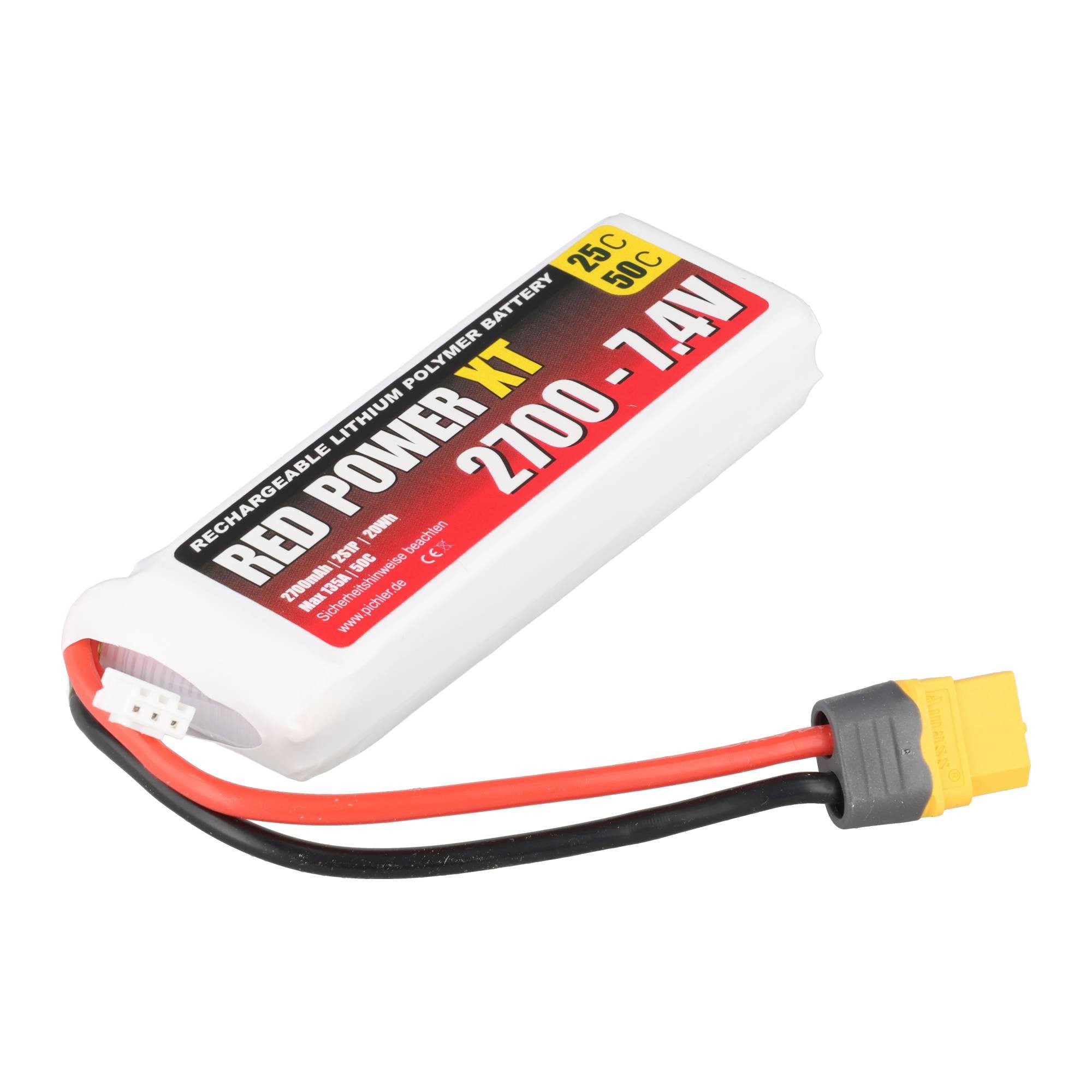 PICHLER RED POWER XT LiPo Akku 2700 mAh – 7,4 V 2S1P mit XT60 Stecker Akku 2700 mAh (7,4 V)