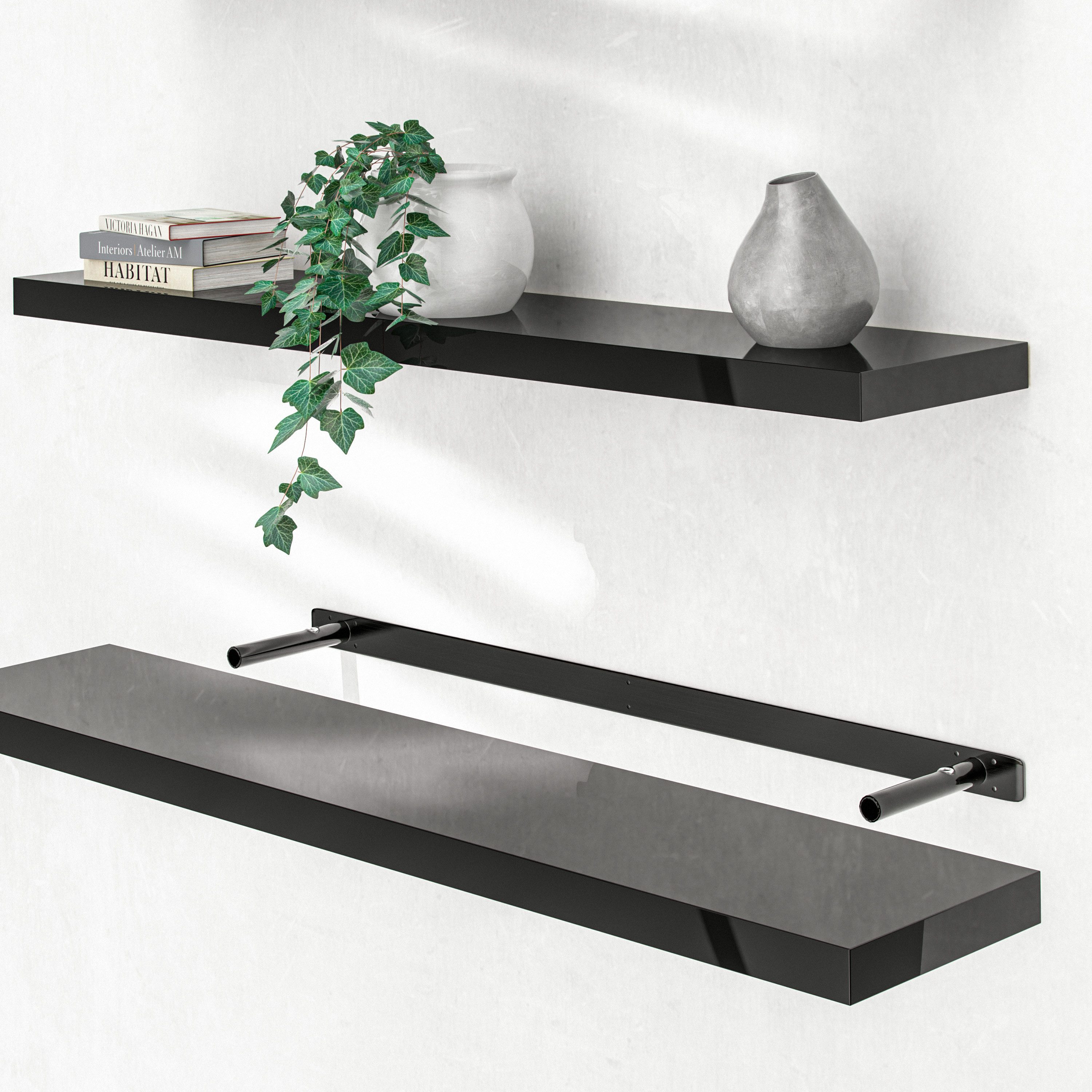 Casaria Wandboard, Schwarz Hängeregal mit Halterung 15kg Tragkraft Küche Ho günstig online kaufen