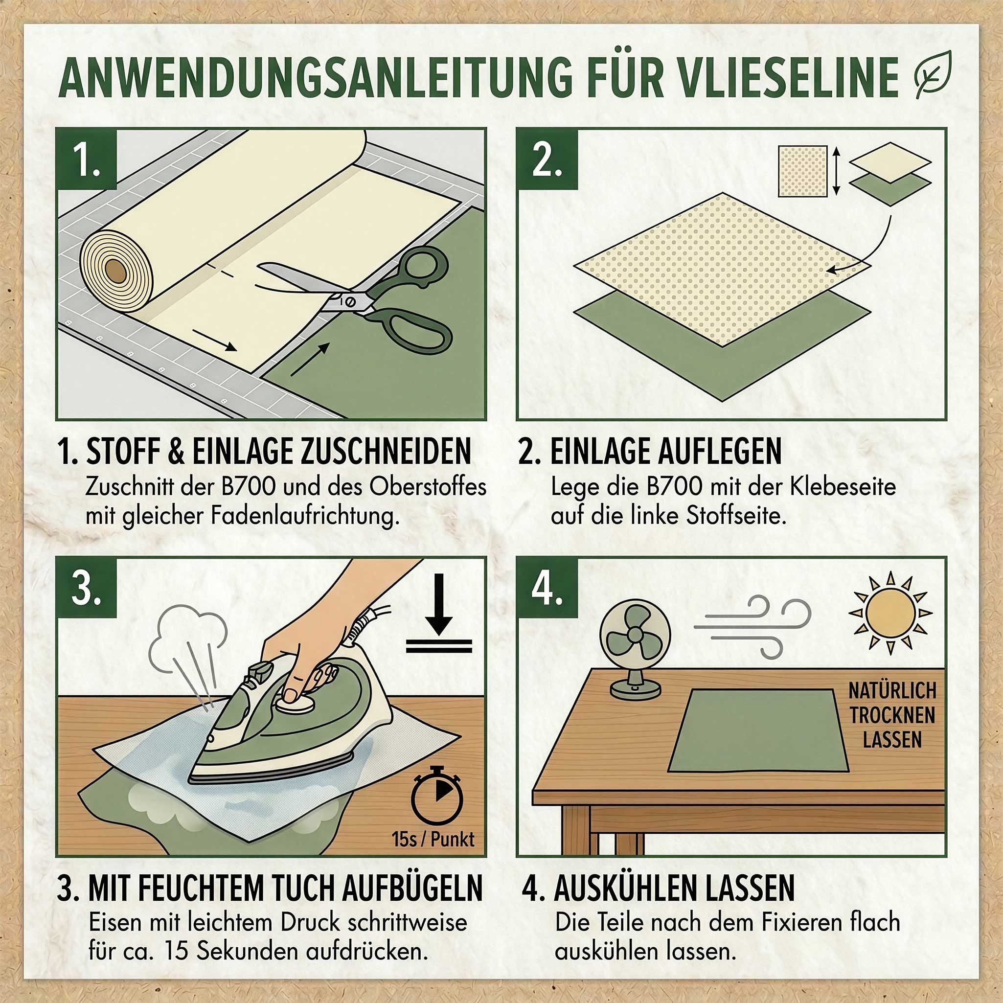Vlieseline Stoff Vlieseline B700 Baumwolle Nachhaltige Gewebeeinlage mit Bio-Haftmasse